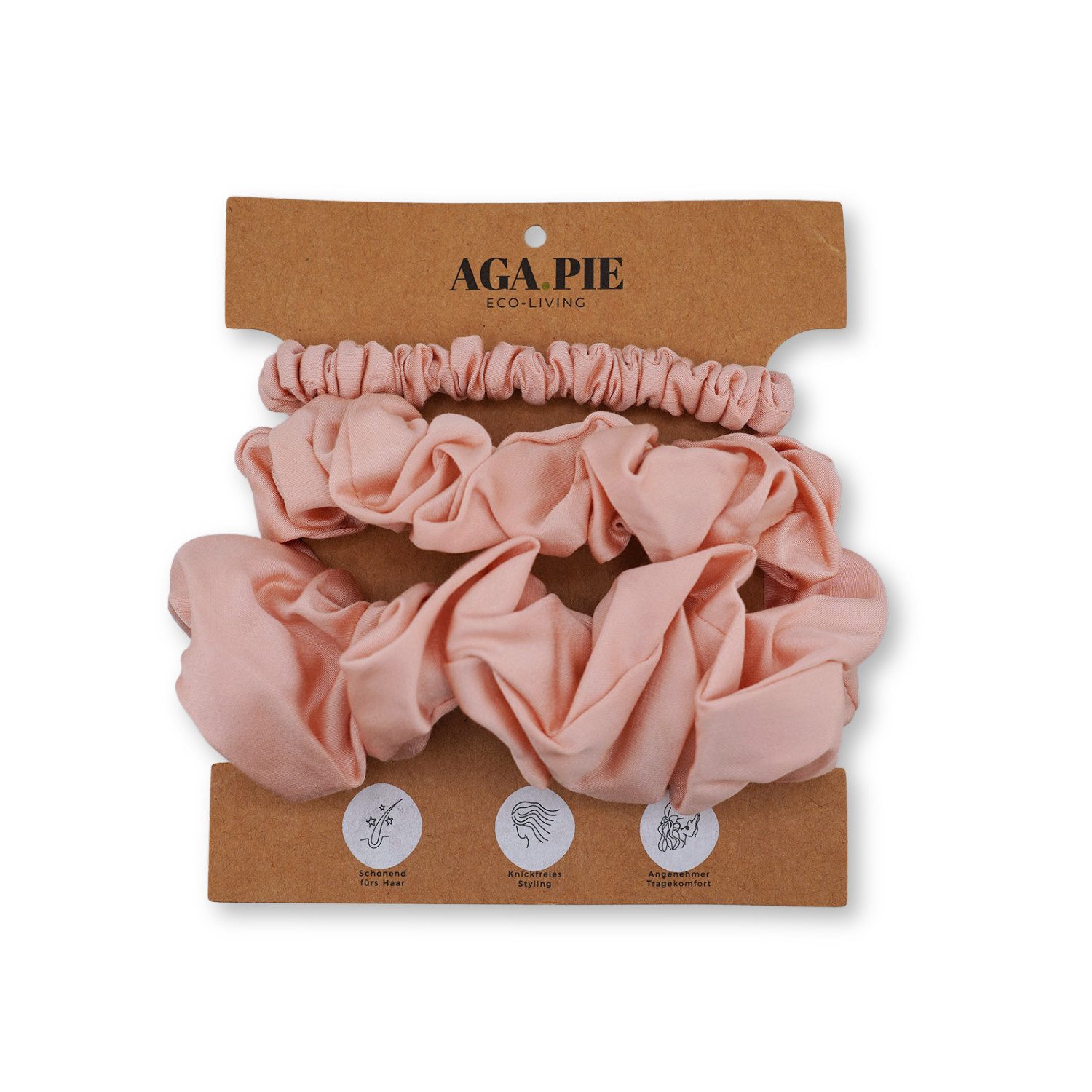 AGA.PIE Haargummi Scrunchie-Set, aus 100% Lyocell aus Bambus-Cellulose, besonders sanft zum Haar