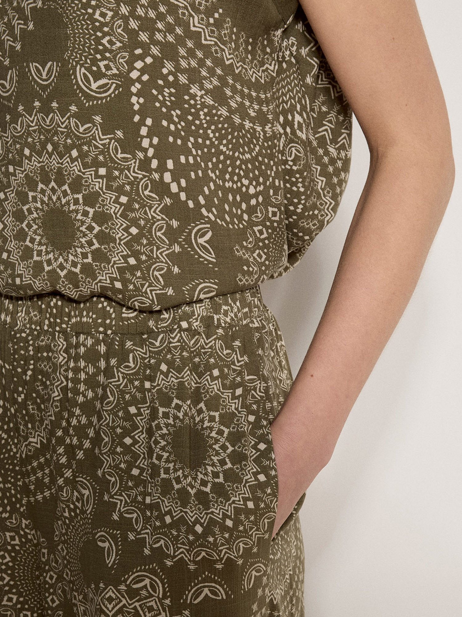 Apricot Stoffhose Kaleidoskop-Hose mit Webmuster