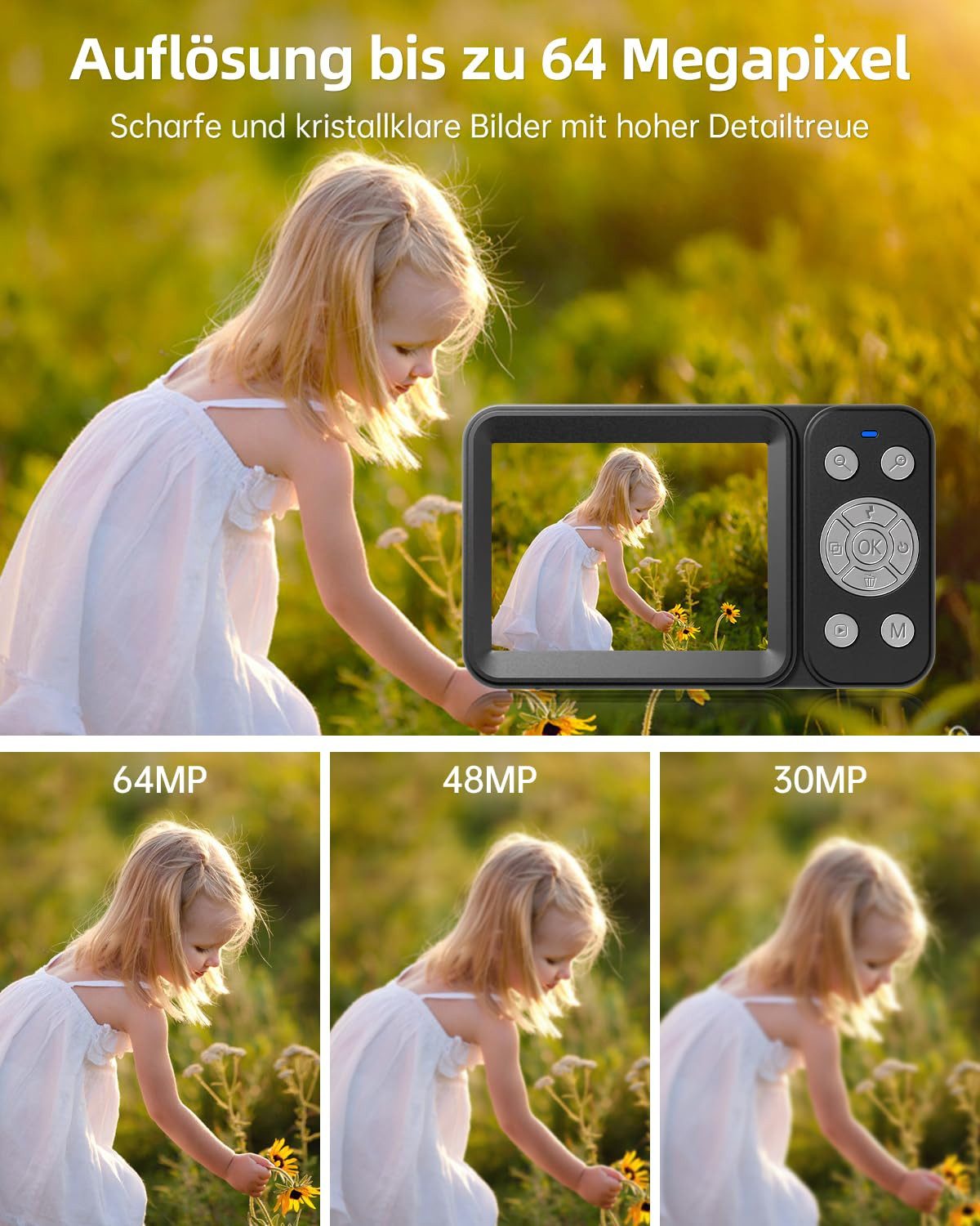 Rollei Compactline 64 Dual Screen Kompaktkamera (4K Video, 64 MP Kamera, Dual Screen, Micro-SD-Slot)