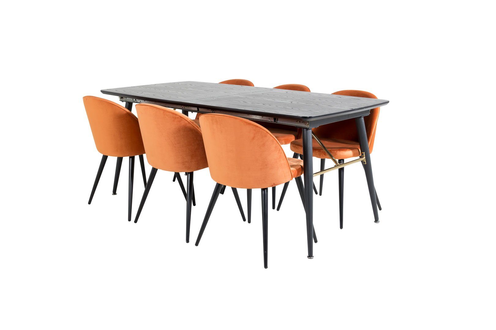 (7-tlg) Essgruppe Esstisch Essgruppe Lä, ebuy24 schwarz;orange;schwarz Gold Tisch ausziehbarer