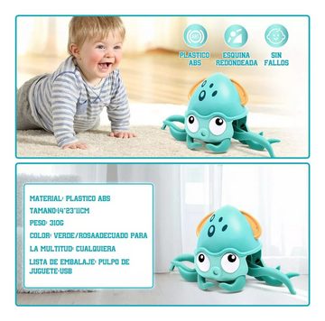 Jioson Lernspielzeug Oktopus Induktion Krabbelspielzeug für Baby Musik & Lichter
