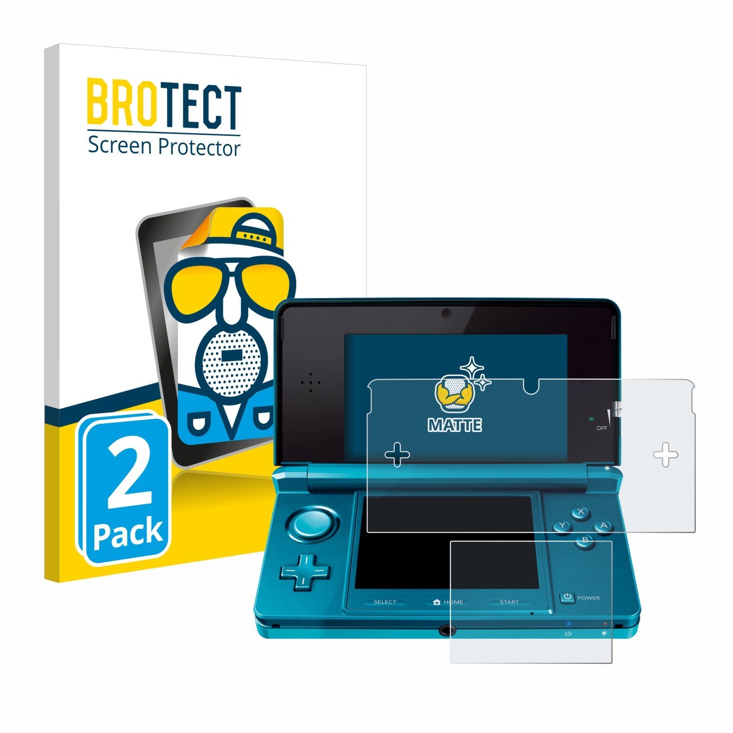 BROTECT Schutzfolie für Nintendo 3DS, Displayschutzfolie, 2 Stück, Folie matt entspiegelt