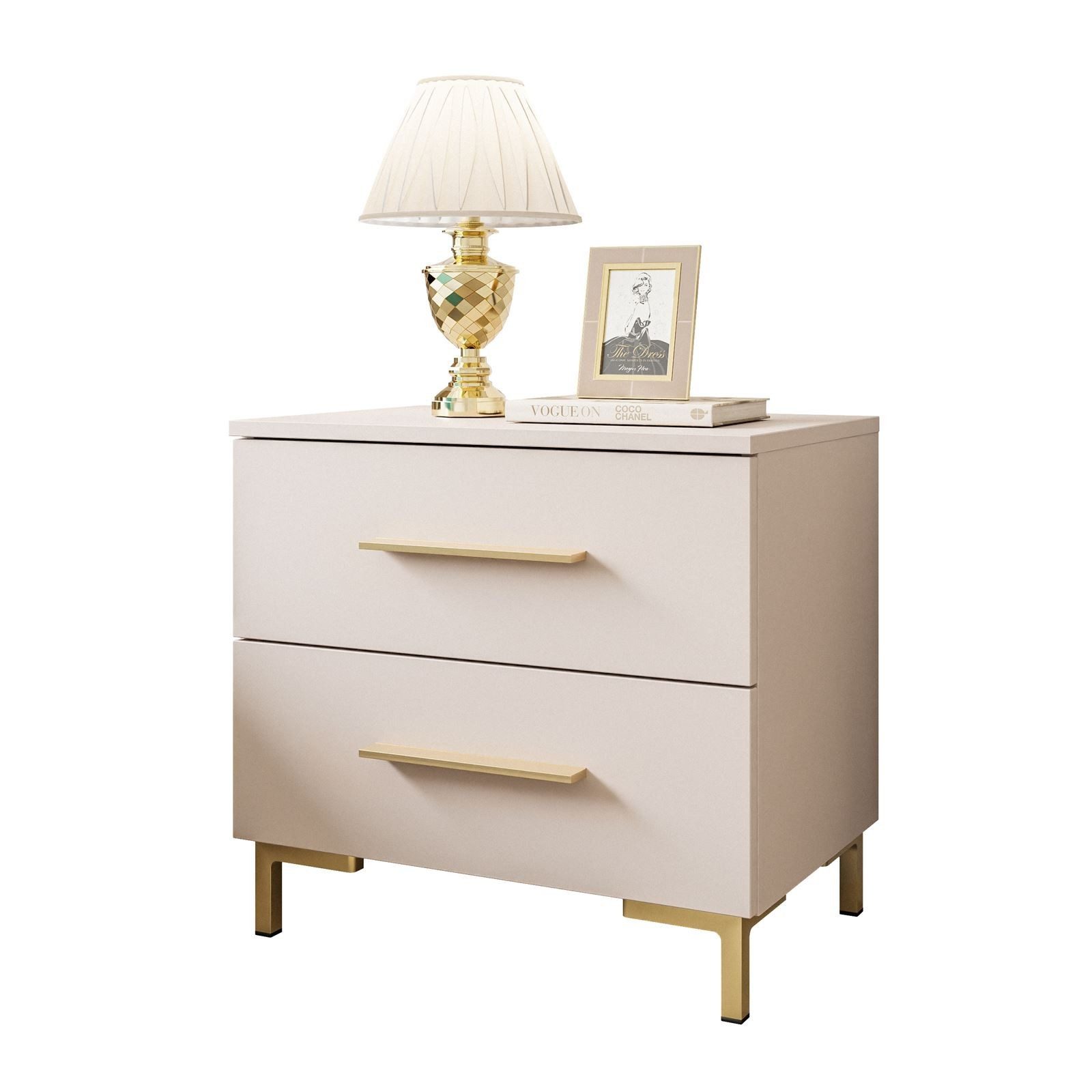 Lookway Nachttisch LINA Kaschmir mit LED Beleuchtung, Breite 55cm günstig online kaufen