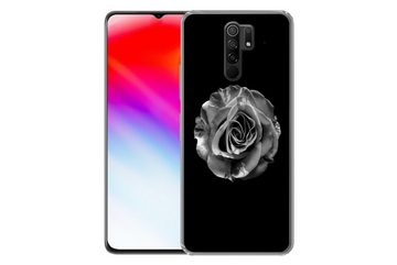 MuchoWow Handyhülle Blumen - Rose - Schwarz - Weiß - Botanisch, Phone Case, Handyhülle Xiaomi Redmi 9, Silikon, Schutzhülle