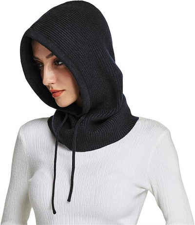 autolock Plüschmütze Mütze Damen Winter, Strickmützen Warme Kapuzen Schal für Frauen