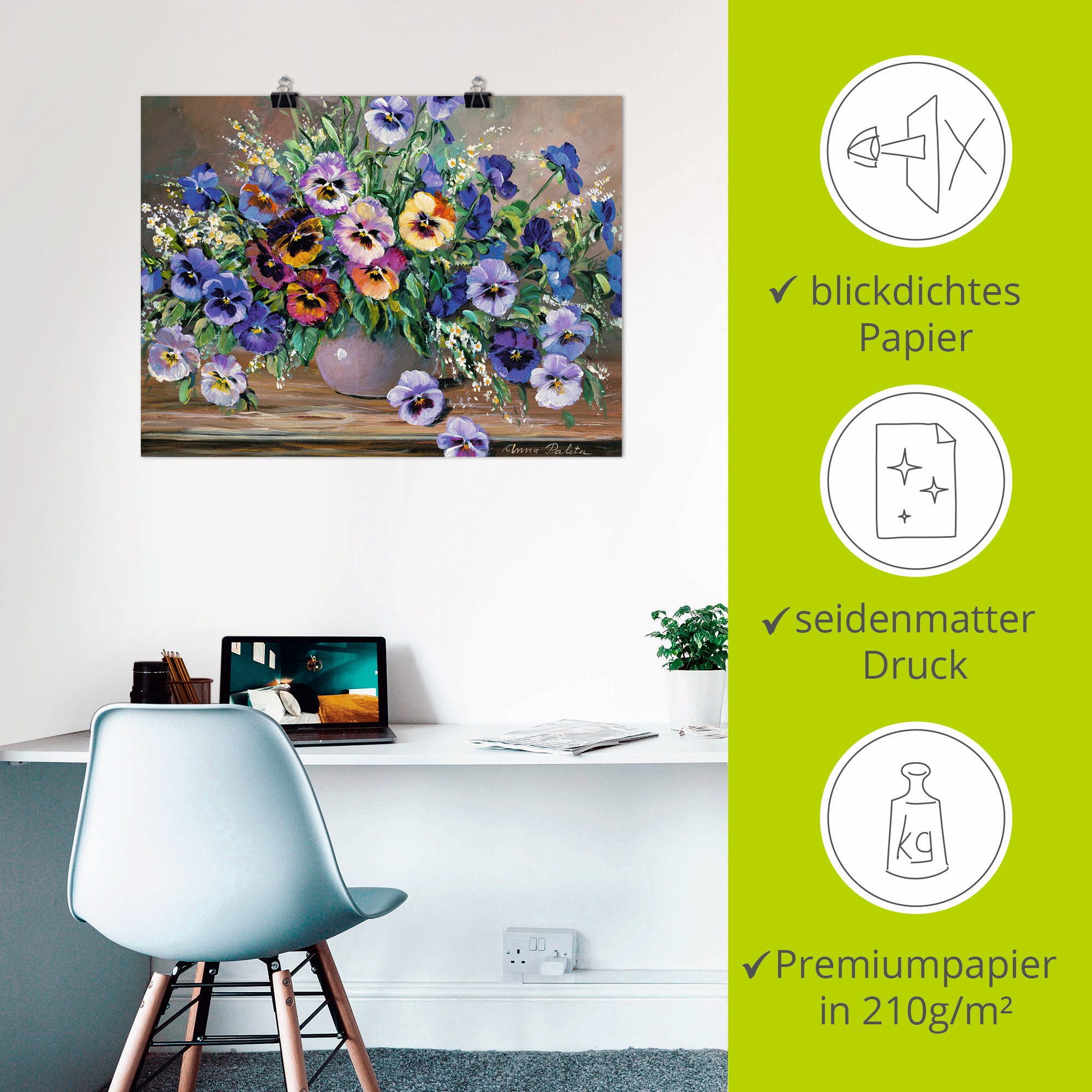 Artland Poster Stiefmütterchenstrauß, Blumen (1 St), ohne Rahmen