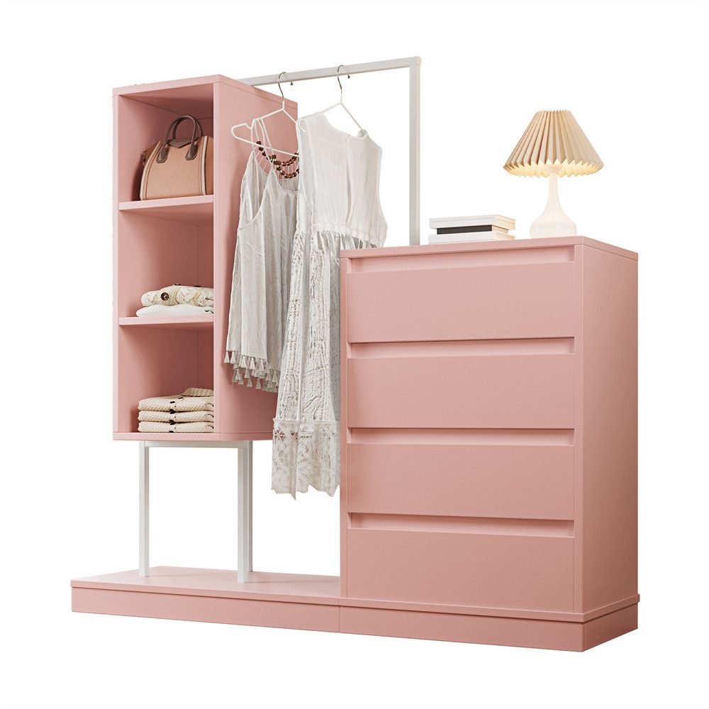 OKWISH Garderoben-Set Kleiderschrank,Sideboard, (Rosa Kleiderschrank-Set mi günstig online kaufen