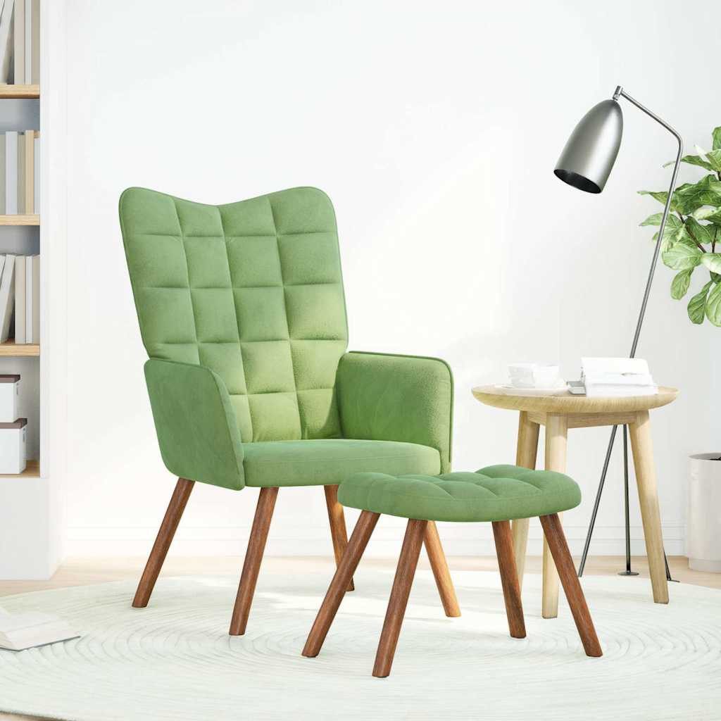 vidaXL Sessel Relaxsessel mit Hocker Hellgrün günstig online kaufen