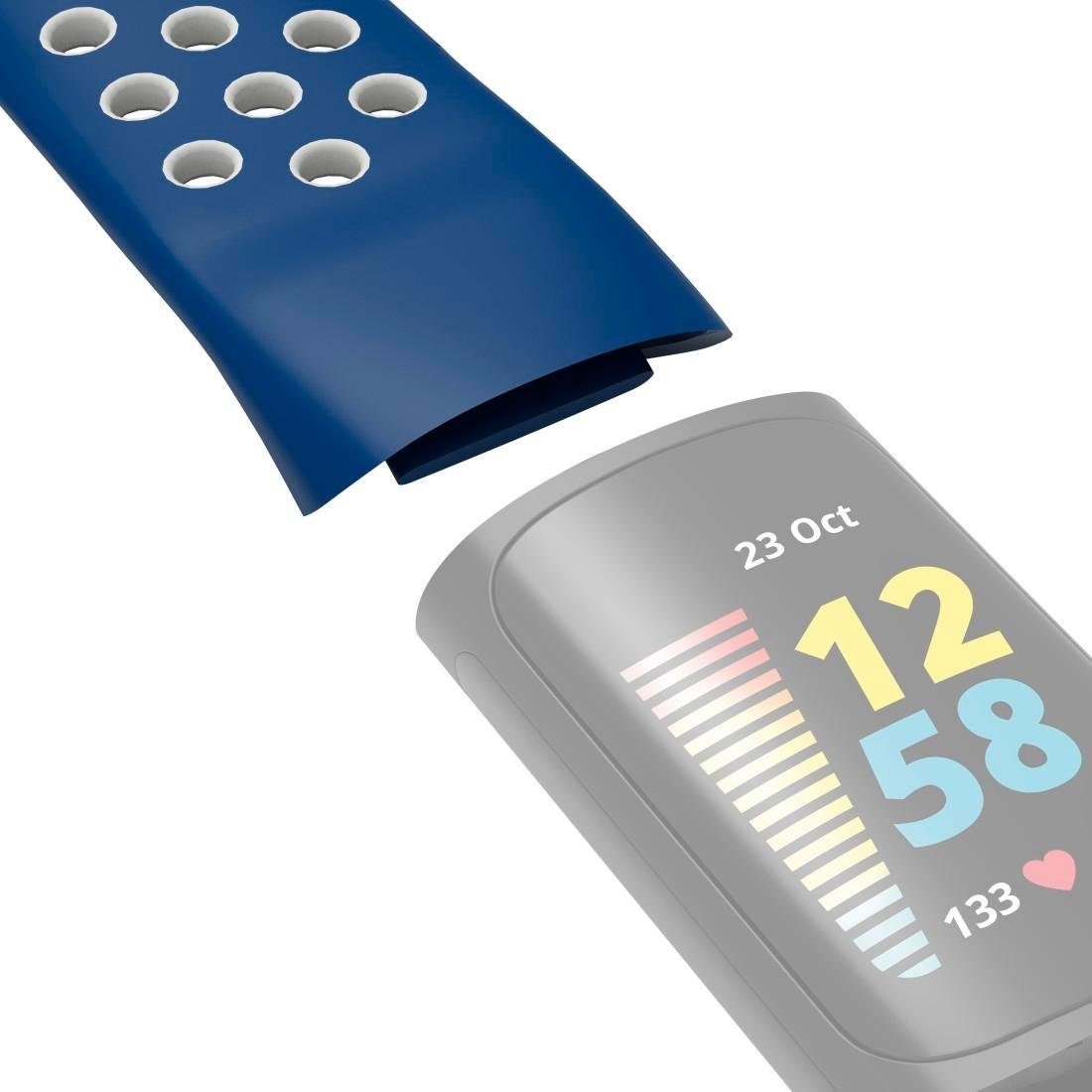 Hama Smartwatch-Armband Sportarmband dunkelblau Fitbit Charge 5, für Uhrenarmband atmungsaktives