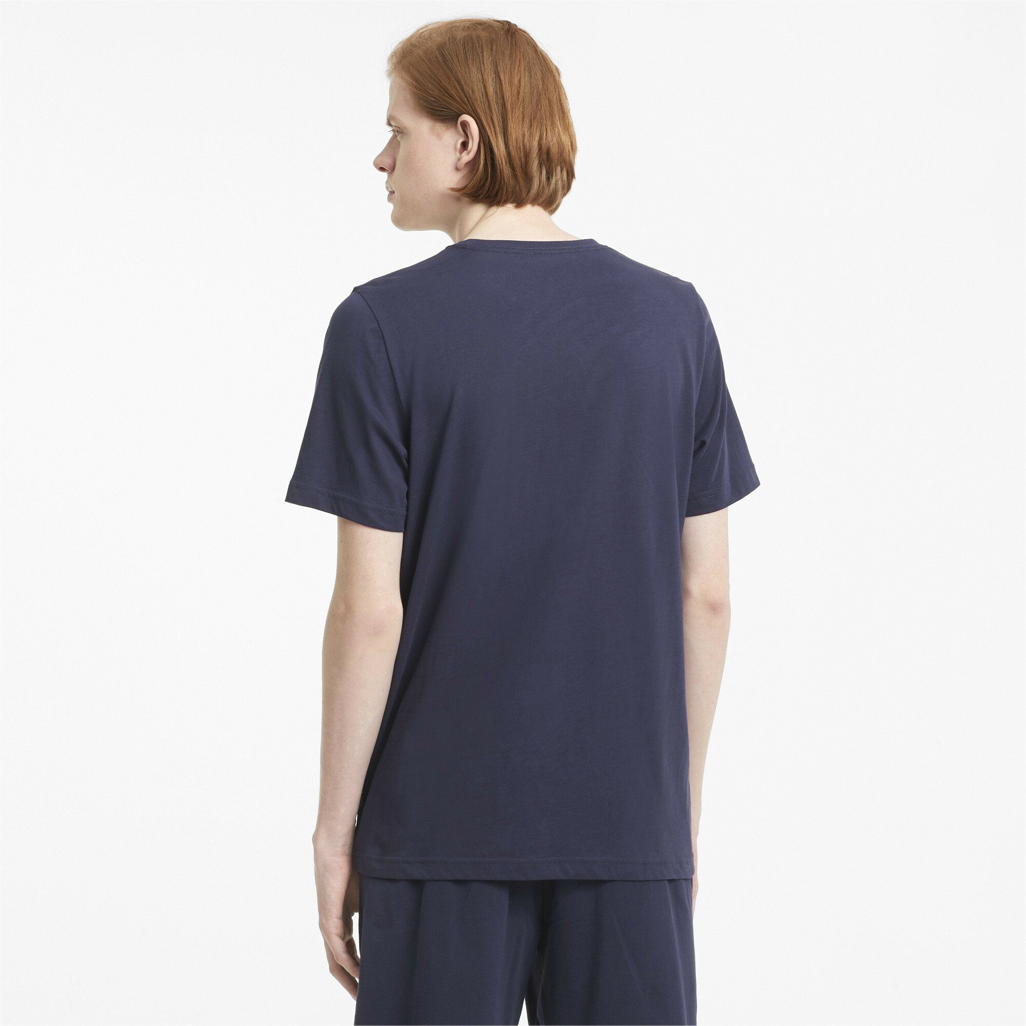 Blue mit T-Shirt T-Shirt Herren Peacoat Essentials Logoprint dezentem PUMA