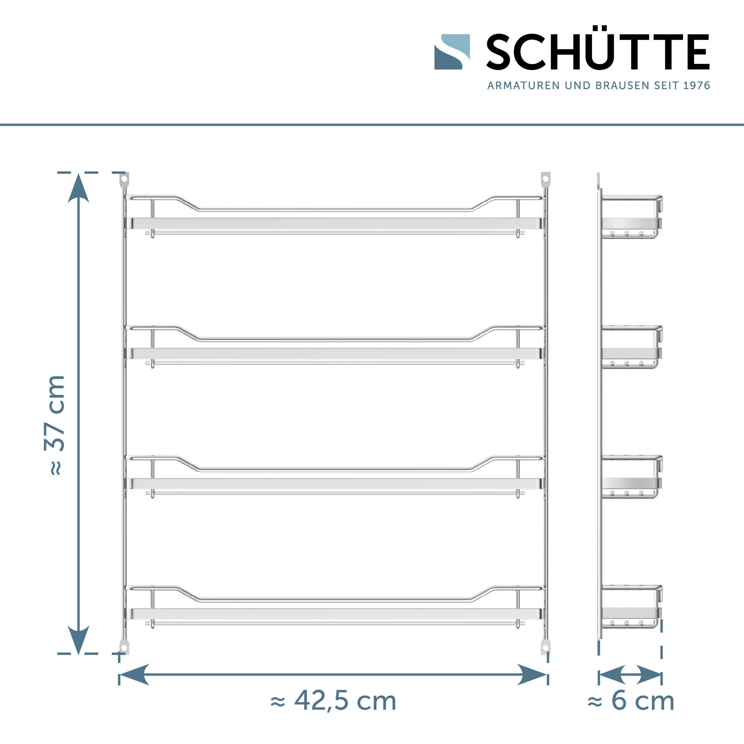 Schütte Gewürzregal hängend, chrom, 370 x 60 x 425 mm, für 4 x 6 Dosen