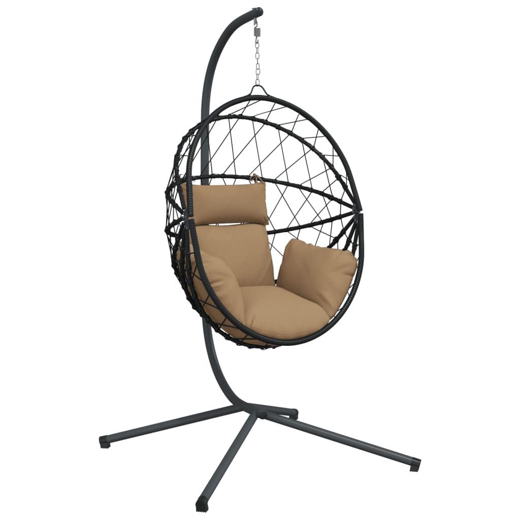 vidaXL Hollywoodschaukel Hängesessel Ei-Design mit Ständer Taupe Rattan und Stahl, 1 tlg.