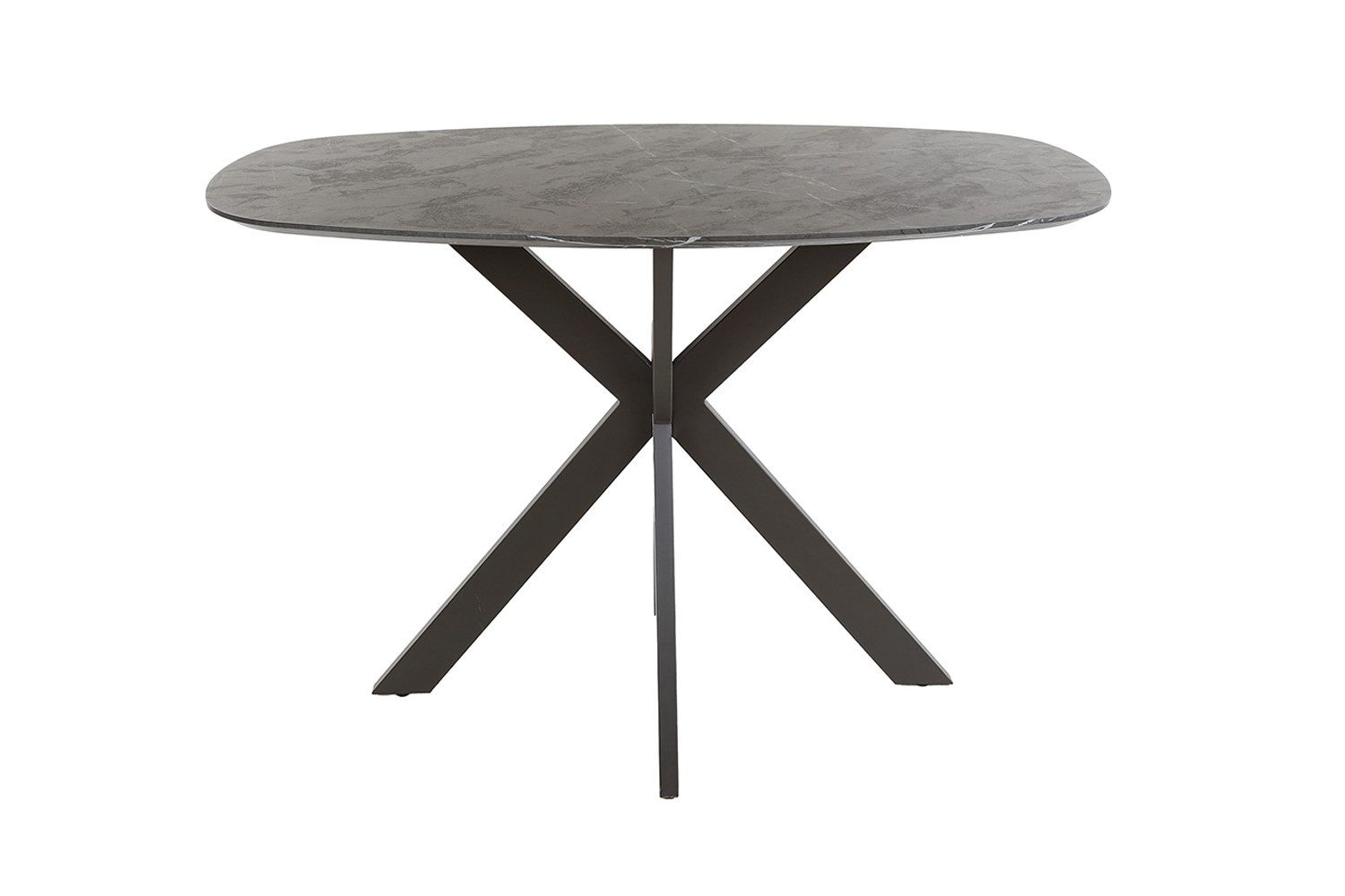 KAWOLA Stehtisch SESTA, Stehtisch Kunststoff Keramikoptik oval Kreuzgestell schwarz