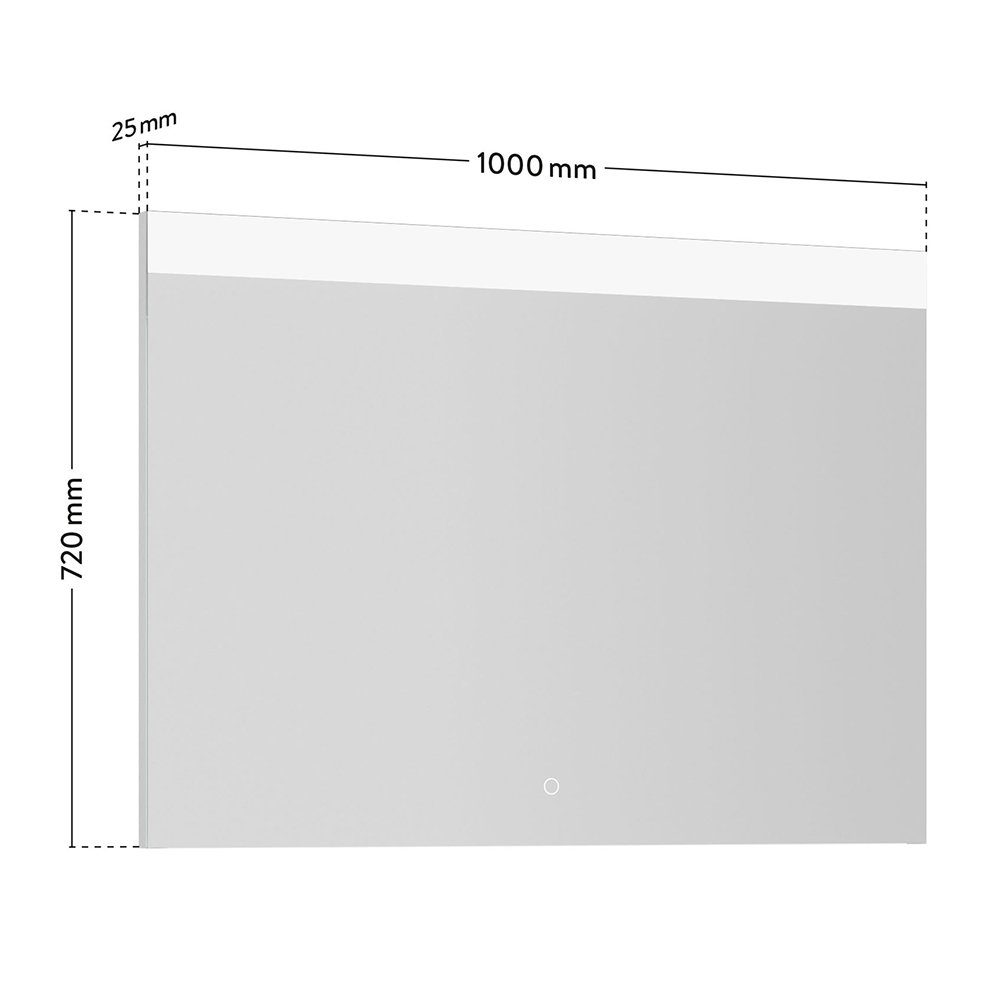 mit Badspiegel Lomadox PALERMO-136-GREY, Beleuchtung, B/H/T ca. cm LED Badezimmer 100/72/2,5 Spiegel