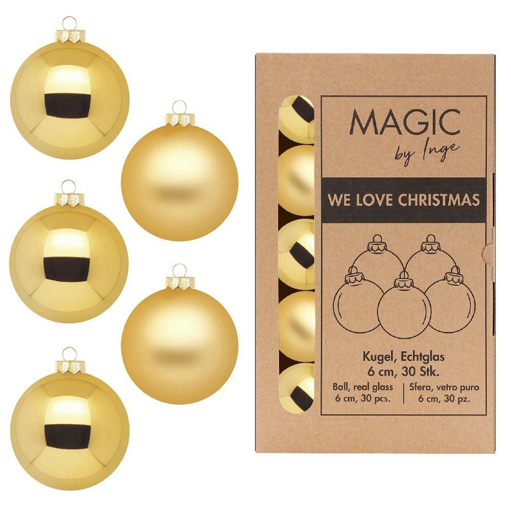 MAGIC by Inge Weihnachtsbaumkugel, Weihnachtskugeln Glas 6cm 30 Stück