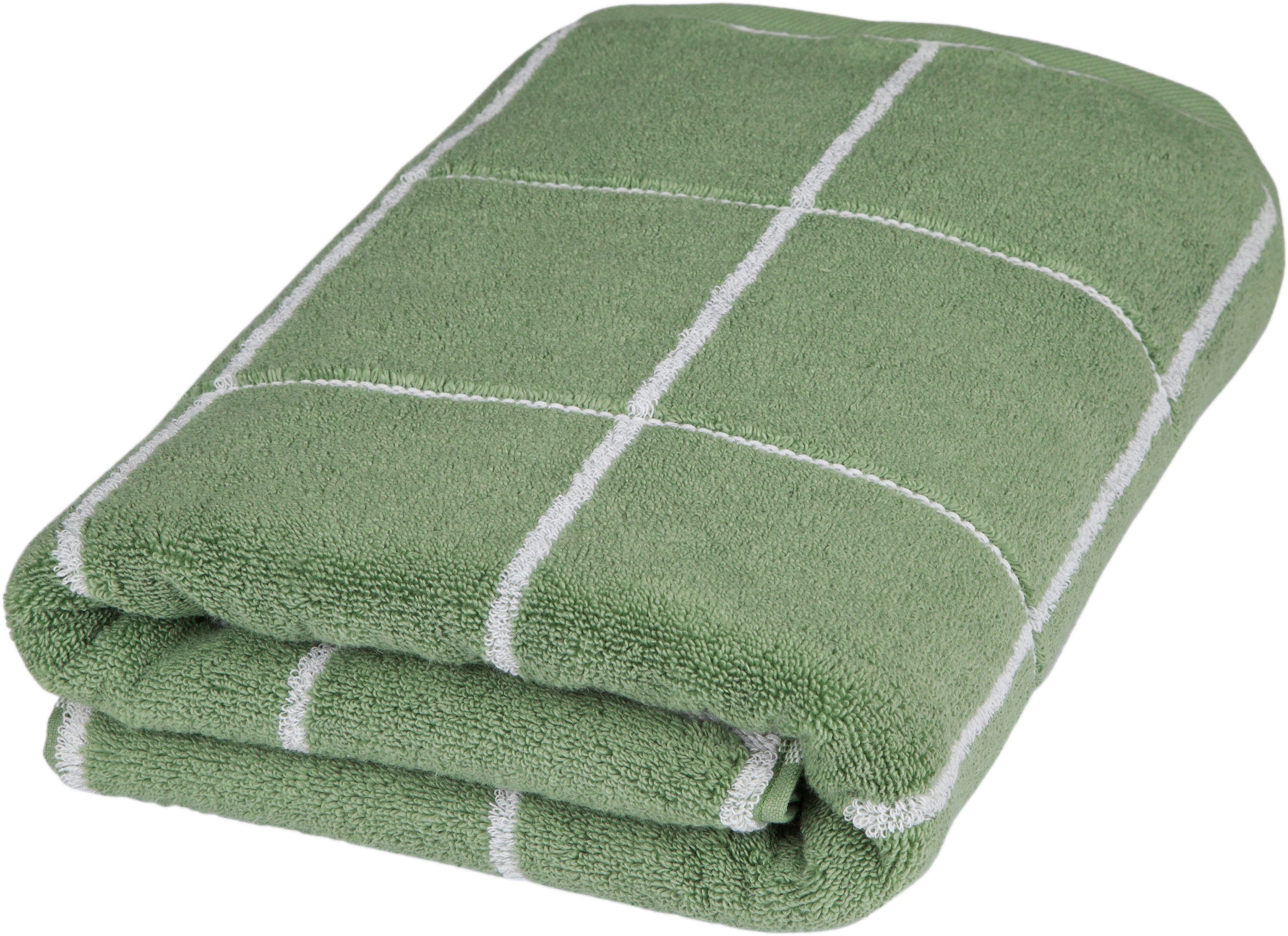 ROSS Duschtuch Cashmere Überkaro, Frottier (1-St), in modischen Farben piniengrün