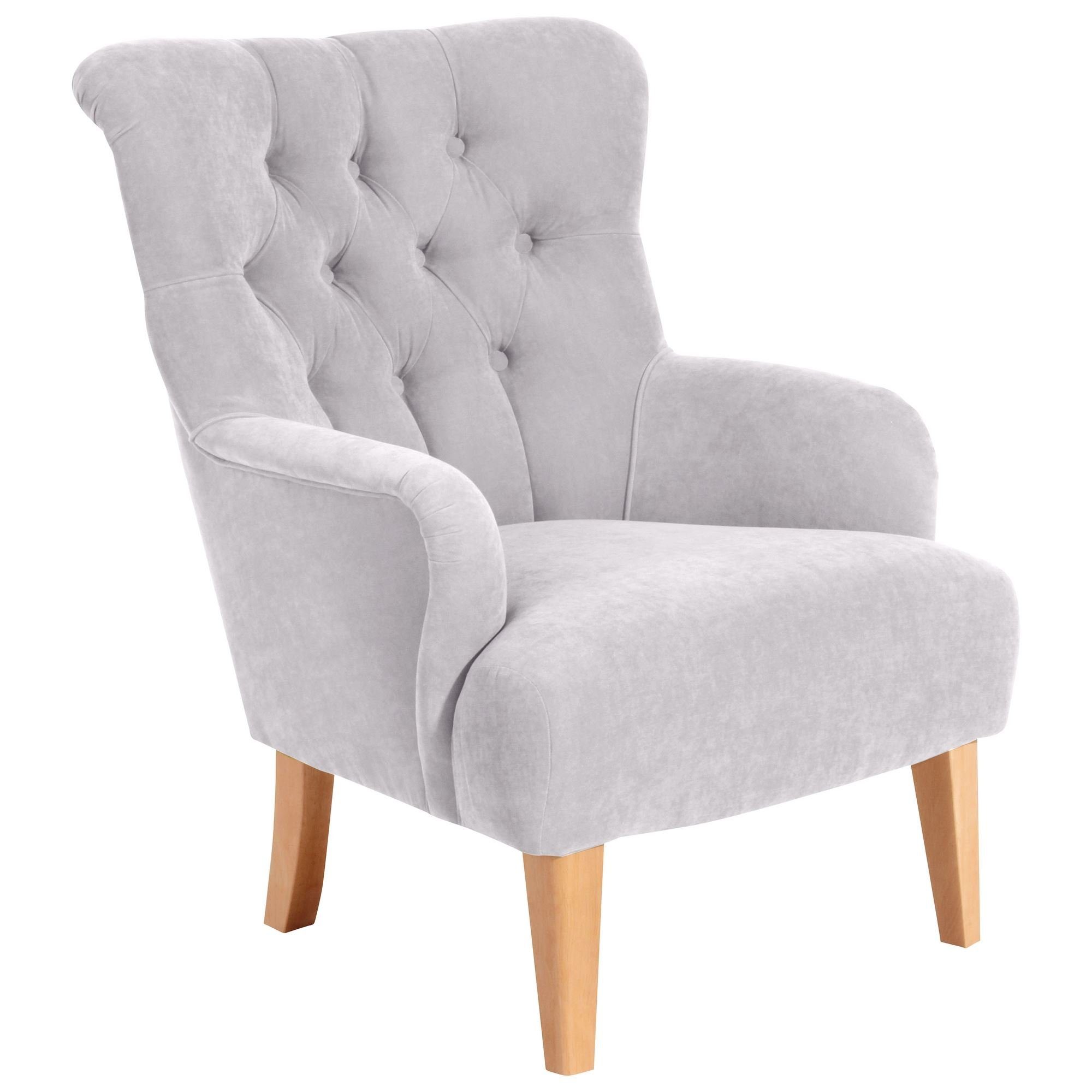 Sessel Sitz Buche aufm Veloursstoff 58 hochwertig natur 21234 (Sparpreis Kessel Bezug Versand, Kaiya / Kostenlosem Sessel inkl. verarbeitet,bequemer 1-St), silber