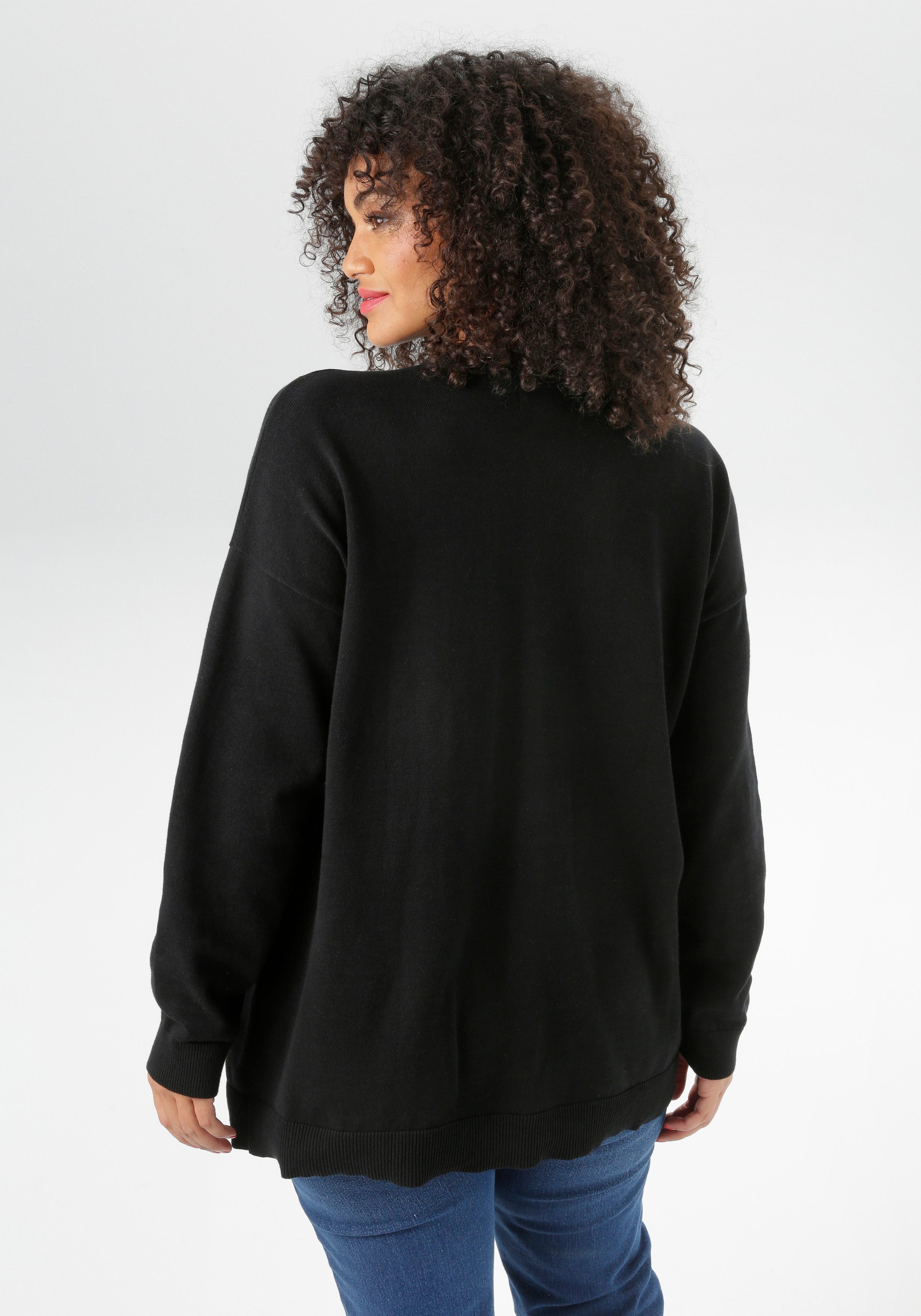 Aniston PLUS Weihnachtspullover mit Rentier-Motiv