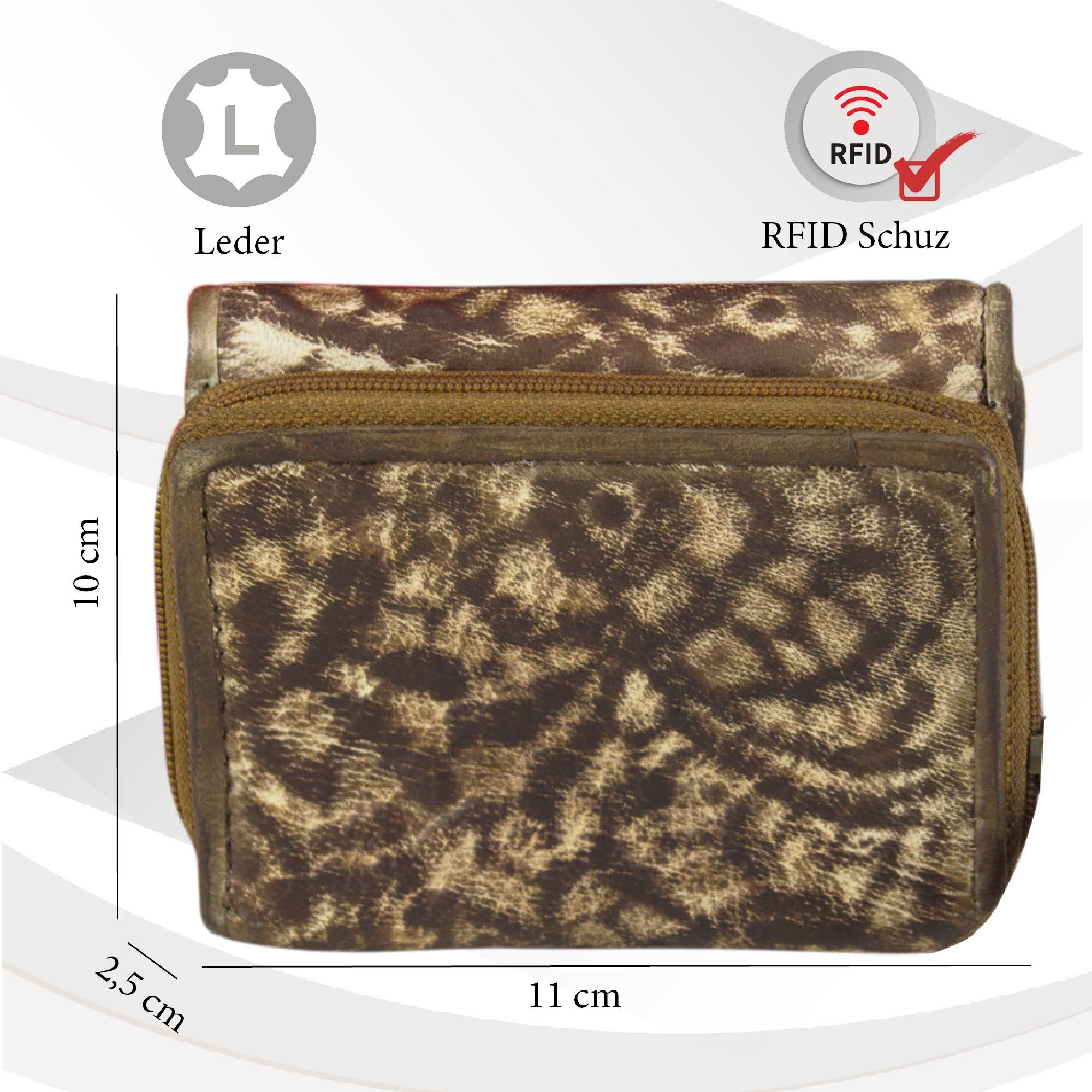 Sunsa Geldbörse Vintage Brieftasche mit Portemonnaie dunkelbraun Mini echt Style, RFID-Schutz, Damen, Leder Leder, Vintage Geldbeutel zeitlos