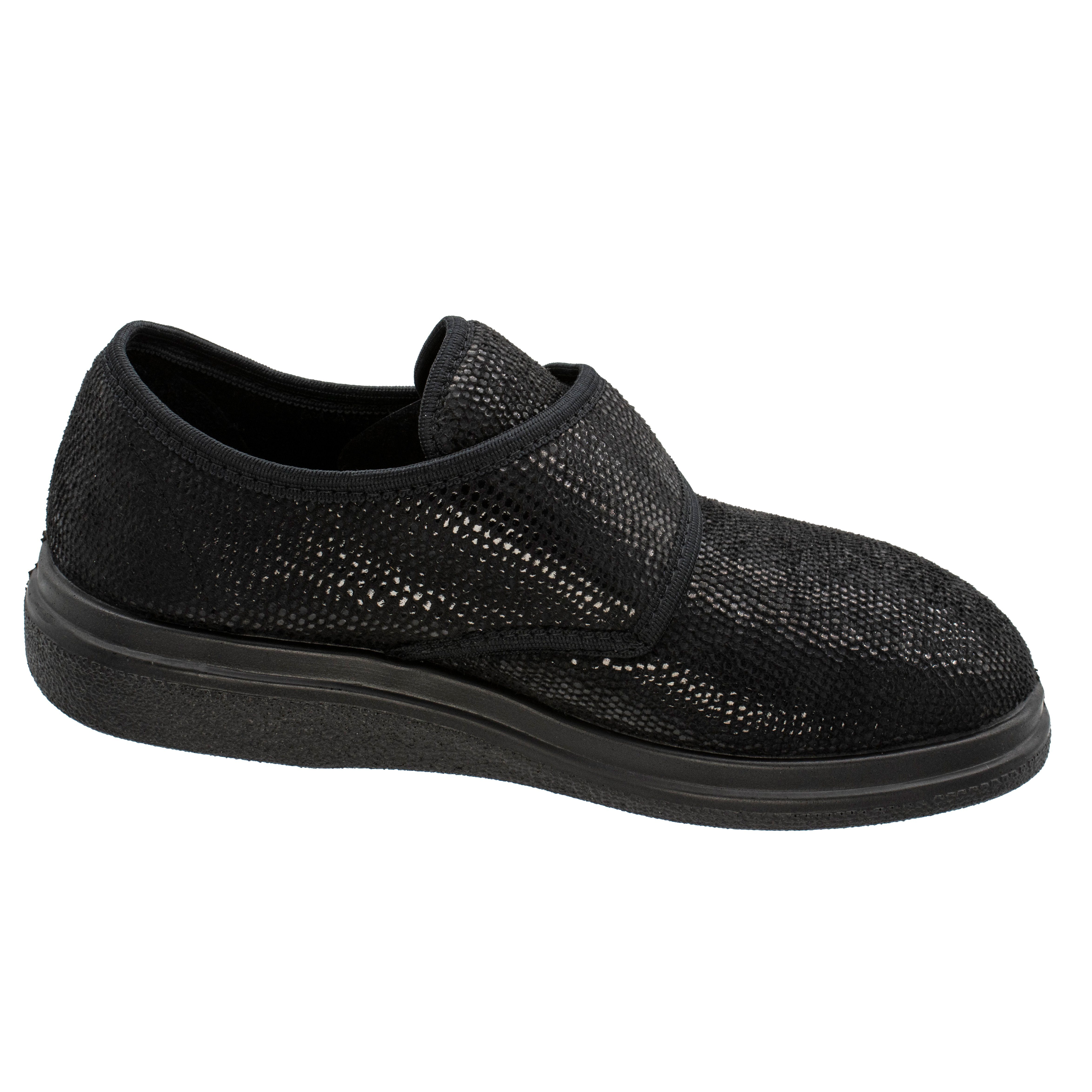 Fischer-Markenschuh Ortho Hausschuh mit Klettverschluss, Weite K, Frotteefutter, Reptilstretch – Bild 2 von 5