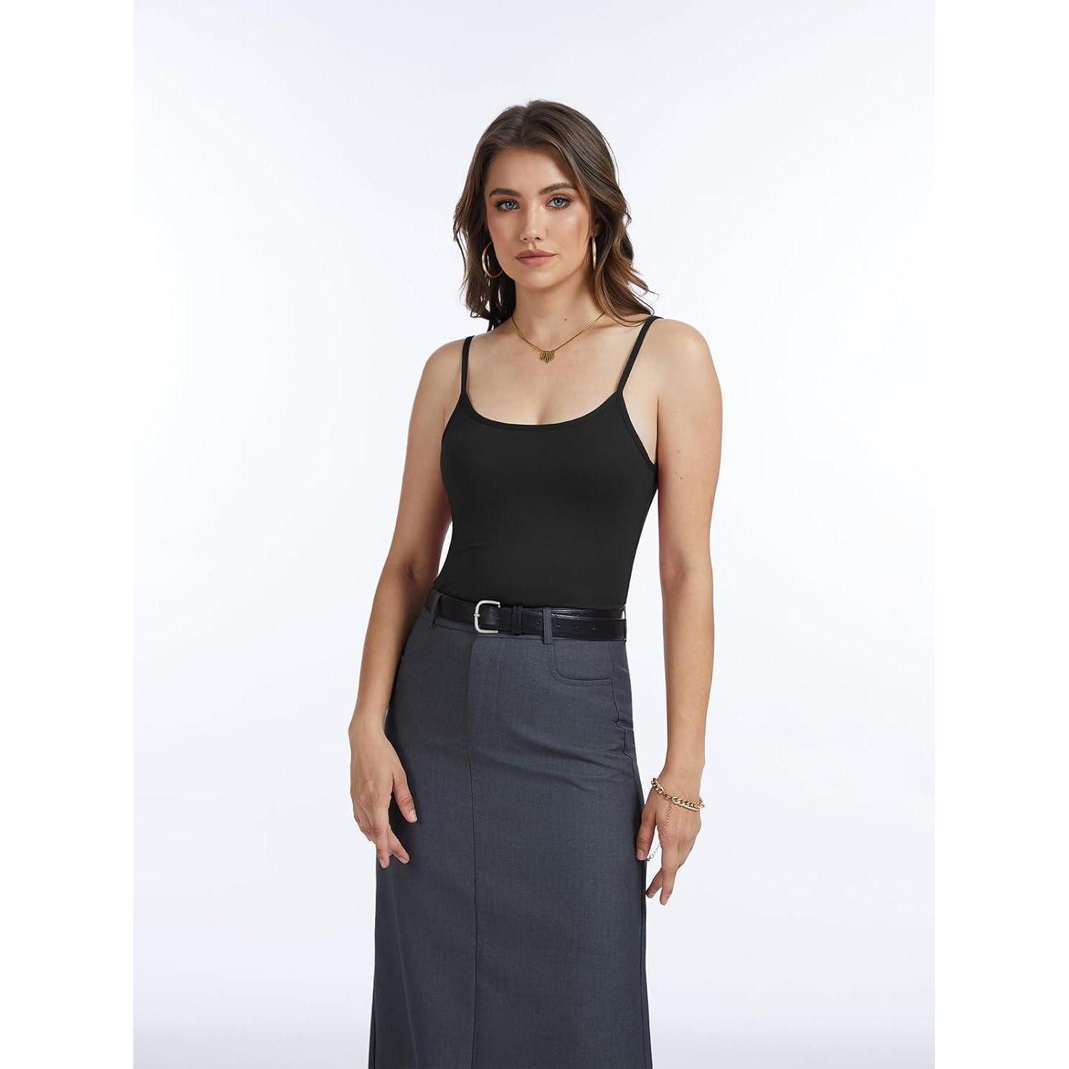 LuxusKollektion Spaghettitop Damen Unterhemden 4er Pack S Schwarz/Weiss