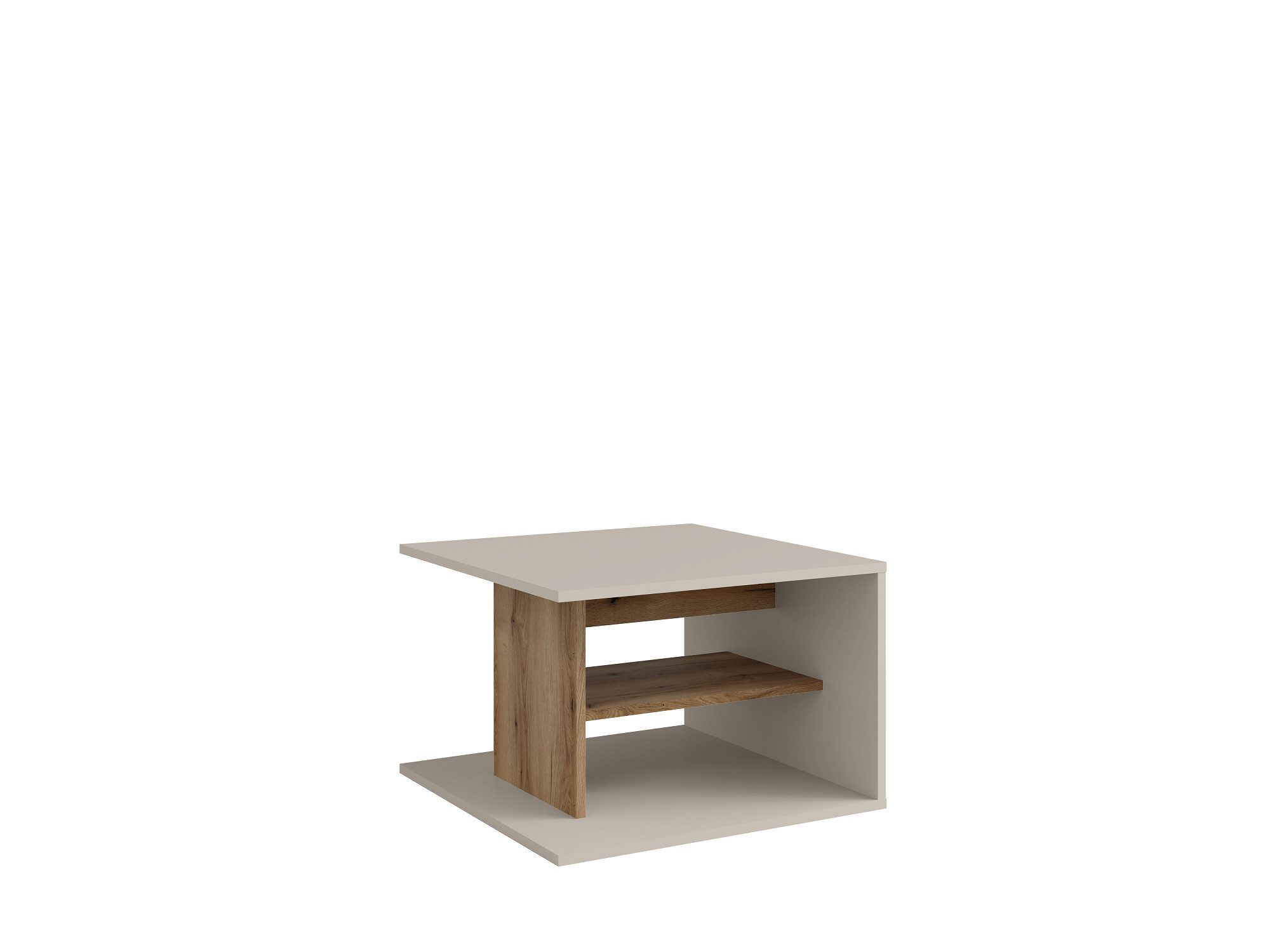Home affaire Couchtisch LUMIA Kaffeetisch mit viel Stauraum, 60x60cm, modernes Design, Beistelltisch mit Ablagefläche, Kaschmir/Natureiche