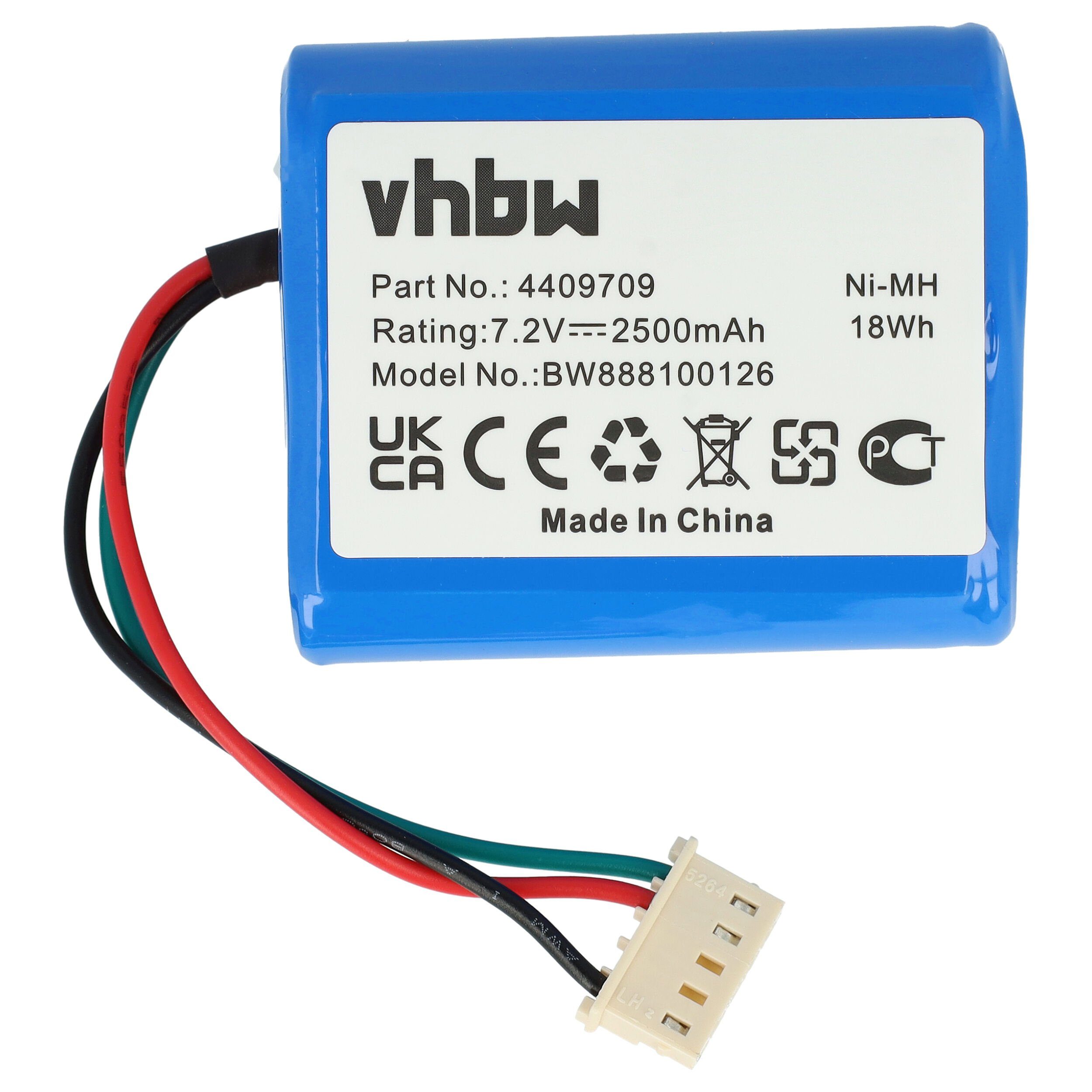 vhbw Ersatz für iRobot 4409709, GPRHC202N026, W206001001399 für Staubsauger-Akku NiMH 2500 mAh (7,2 V)