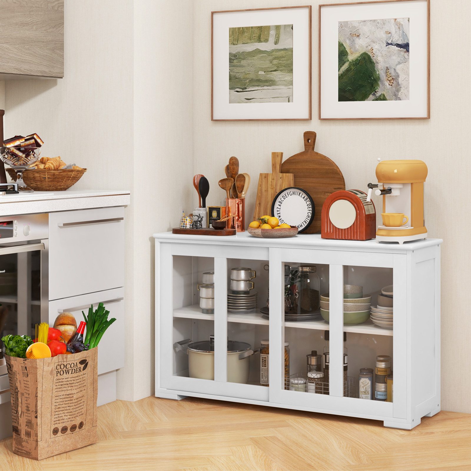 COSTWAY Sideboard, Küchenschrank mit höhenverstellbarer Ablage, günstig online kaufen