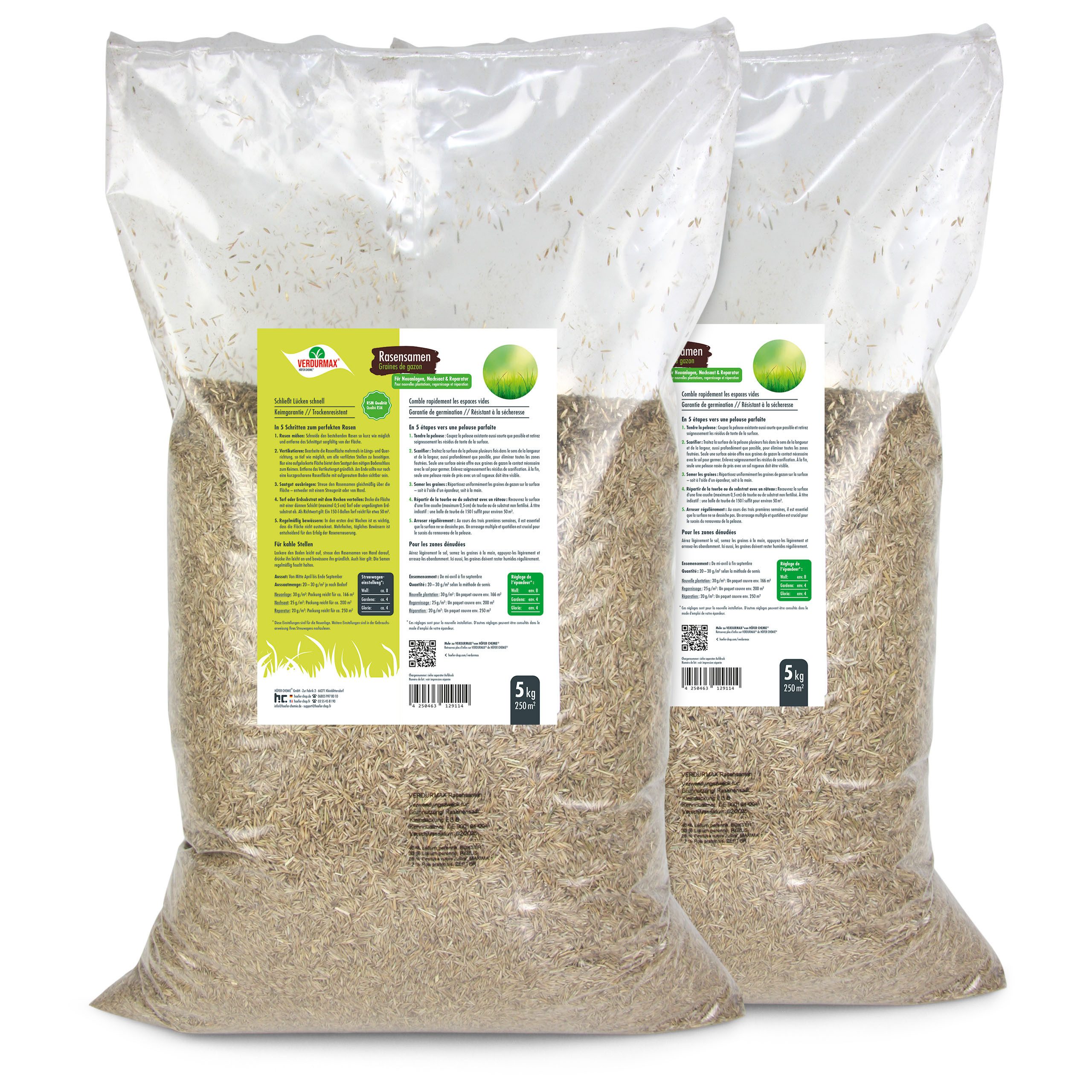 Höfer Chemie GmbH Rasensamen 2 x 5 kg VERDURMAX® Rasensamen, 10 kg
