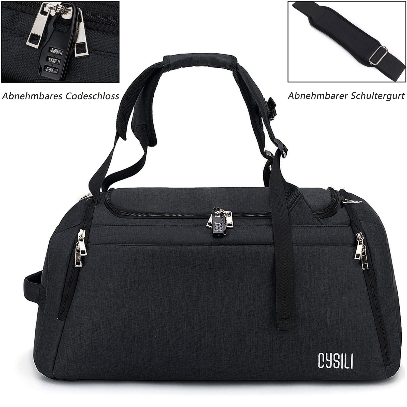 HAUSS SPOLE Sporttasche Sporttasche Reisetasche Handgepäck (Fitness Tasche Schwimmtasche Sport Reise Tasche Übernachtungstasche, mit Schuhfach Nassfach, Weekender, Zahlenschloss, groß, 42L), Männer Frauen Reisen Gym Urlaub Übernachtung Freizeit Arbeit Business