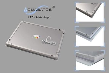 AQUABATOS LED-Lichtspiegel LED Badspiegel mit Beleuchtung 100x70cm Lichtspiegel Badezimmerspiegel, Touch Schalter Dimmbar Kaltweiß 6400K Spiegelheizung IP44