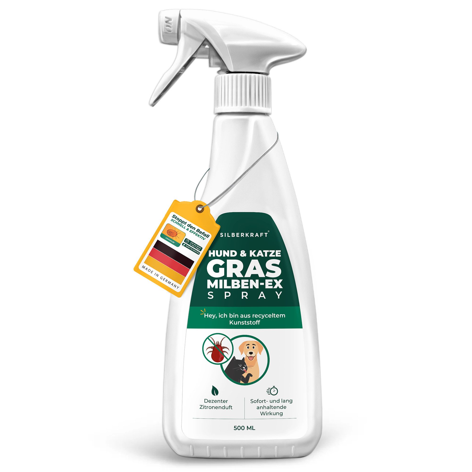 Silberkraft Insektenschutz-Spray Silberkraft Grasmilben-Ex Spray für Hunde & Katzen, effektiver Schutz lindert Juckreiz, für Fell, Liegeplätze & Umgebung, Made in Germany, 1-tlg., gegen Ungeziefer, lindert Juckreiz, für Fell, Liegeplätze & Umgebung