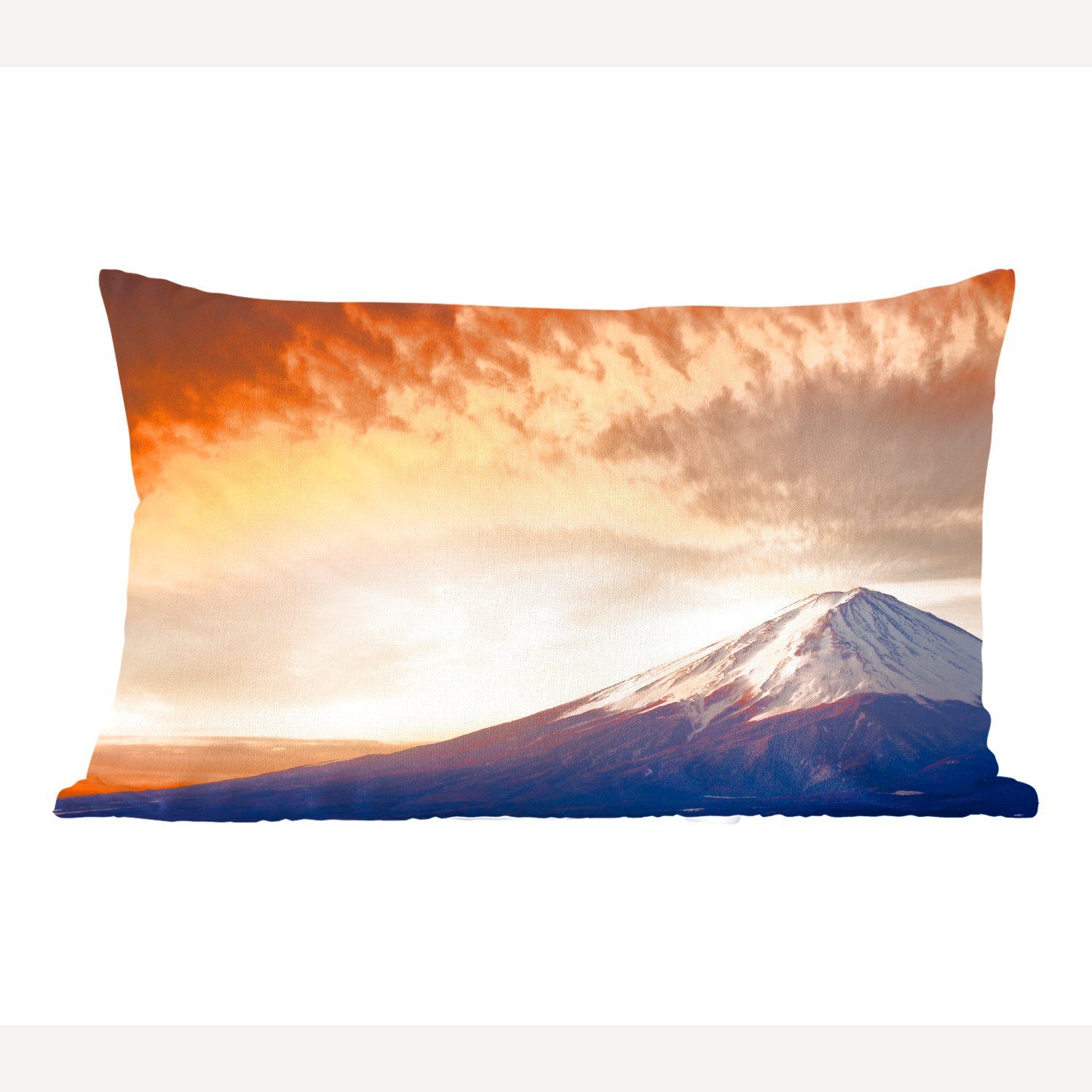 MuchoWow Dekokissen Sonnenaufgang am Berg Fuji in Japan, Wohzimmer Dekoration, Zierkissen, Dekokissen mit Füllung, Schlafzimmer