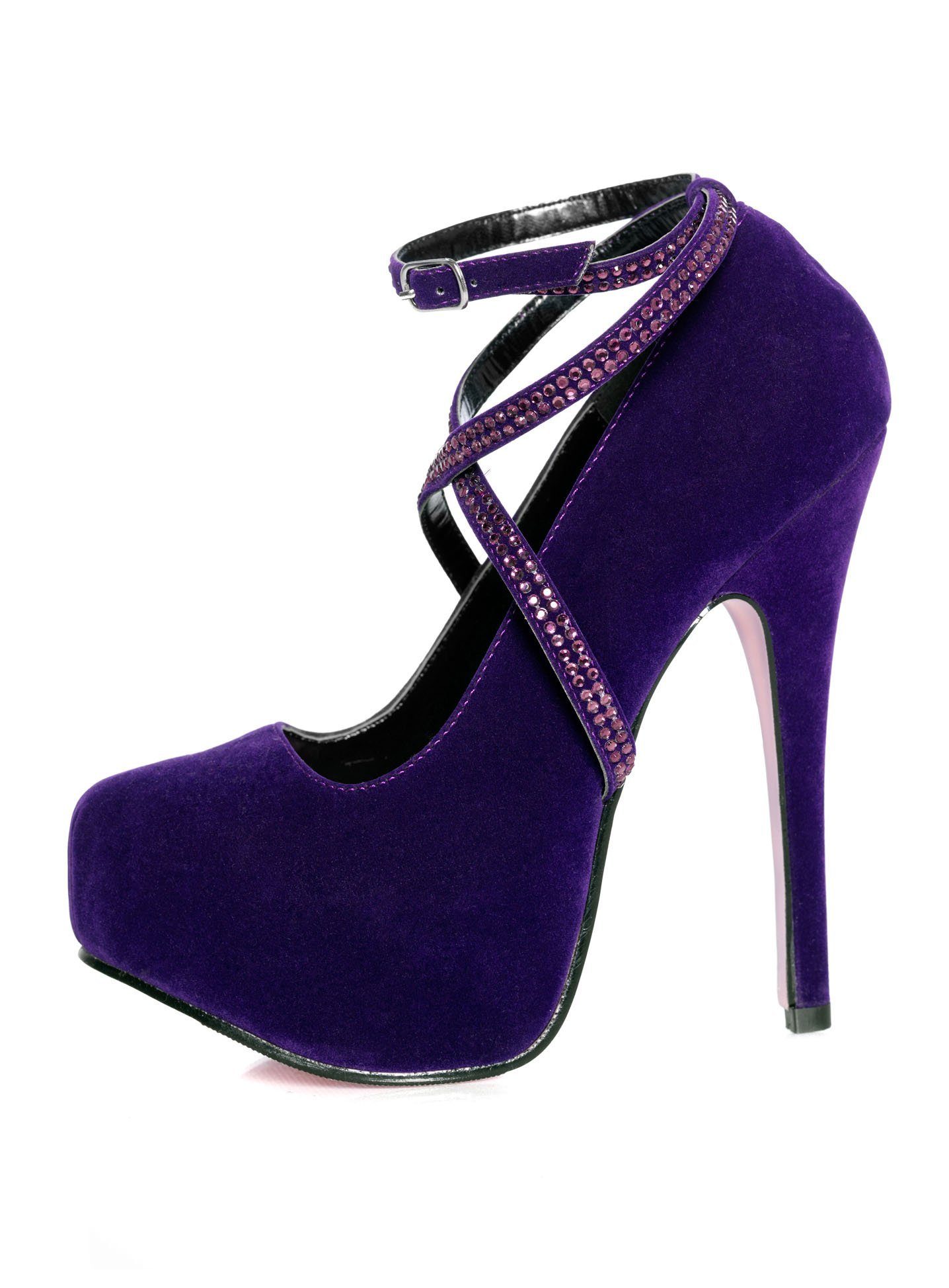 Leg Avenue Kostüm Samt High Heels violett, Hochwertig verarbeitete Damenschuhe - extravagant und straßentauglich
