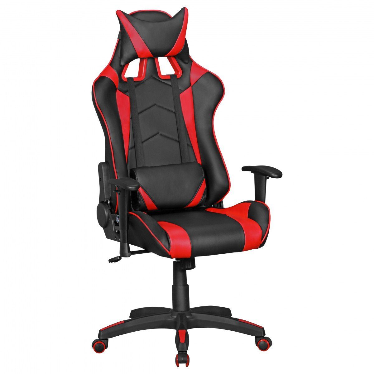 furnicato Bürostuhl SCORE - Gaming Chair aus Kunstleder in Schwarz/Rot, Schreibtisch-Stuhl in Leder-Optik