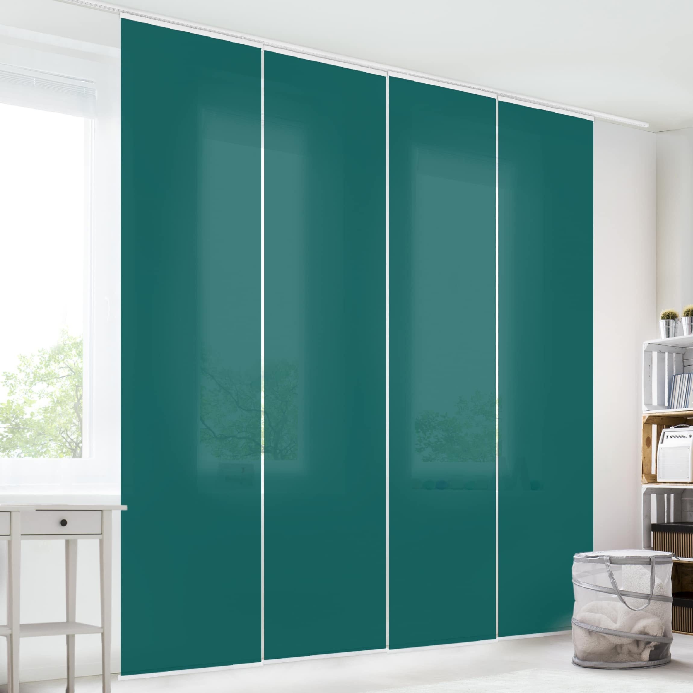 Bilderdepot24 Schiebegardine modern Flächenvorhang blickdicht Piniengrün, günstig online kaufen