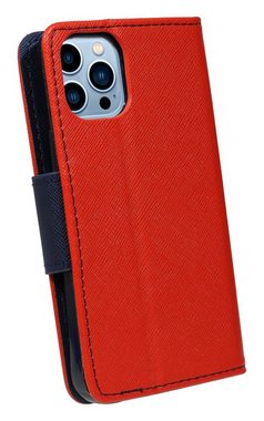 cofi1453 Handyhülle Buch Tasche "Fancy" für iPhone 13 Pro Max, Kunstleder Schutzhülle Handy Wallet Case Cover mit Kartenfächern, Standfunktion rot