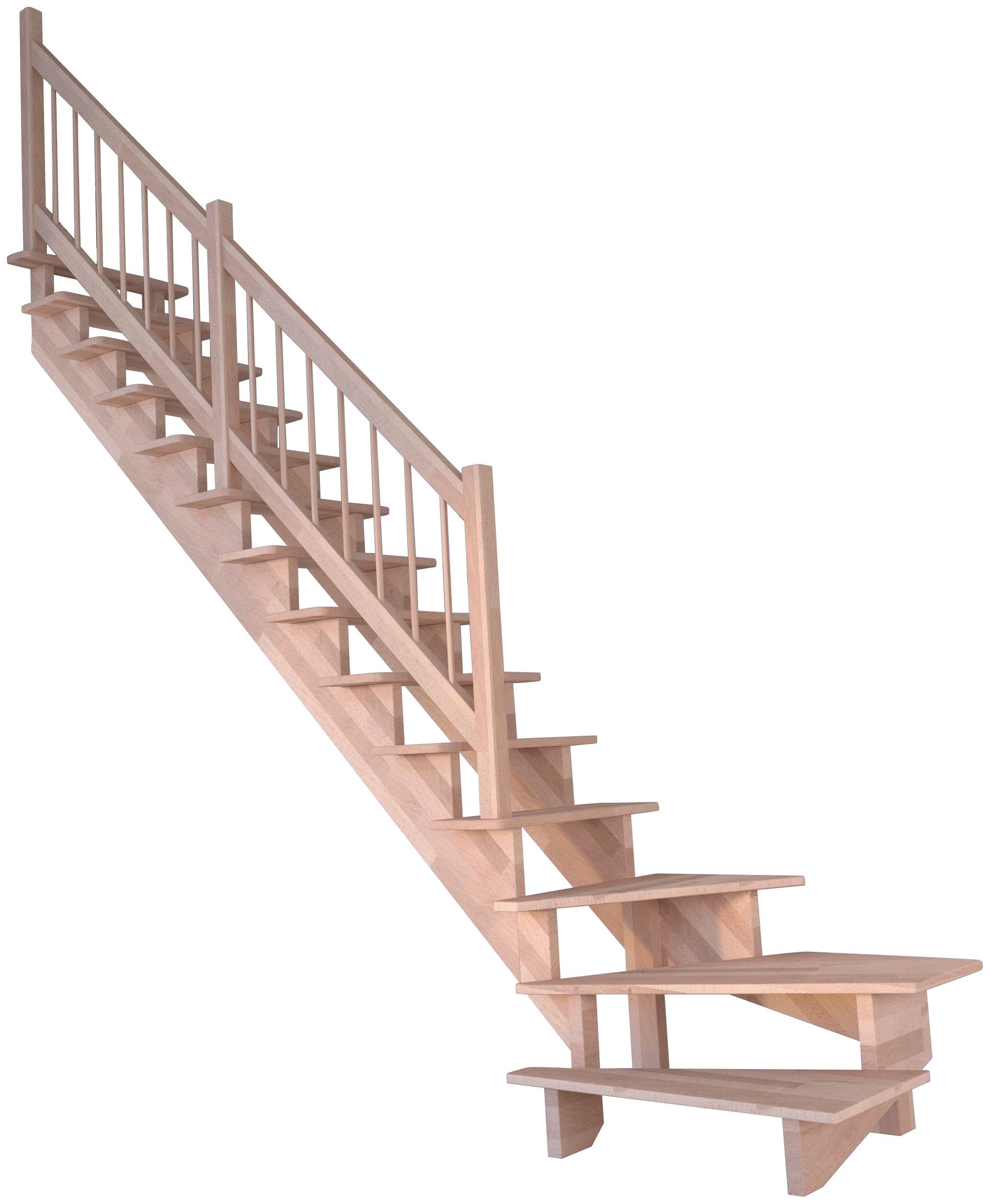Starwood Systemtreppe Massivholz gewendelt für Design Links, Lindos, Holz-Holz Geschosshöhen bis Wangenteile 300 Geländer, offen, cm, Durchgehende Stufen