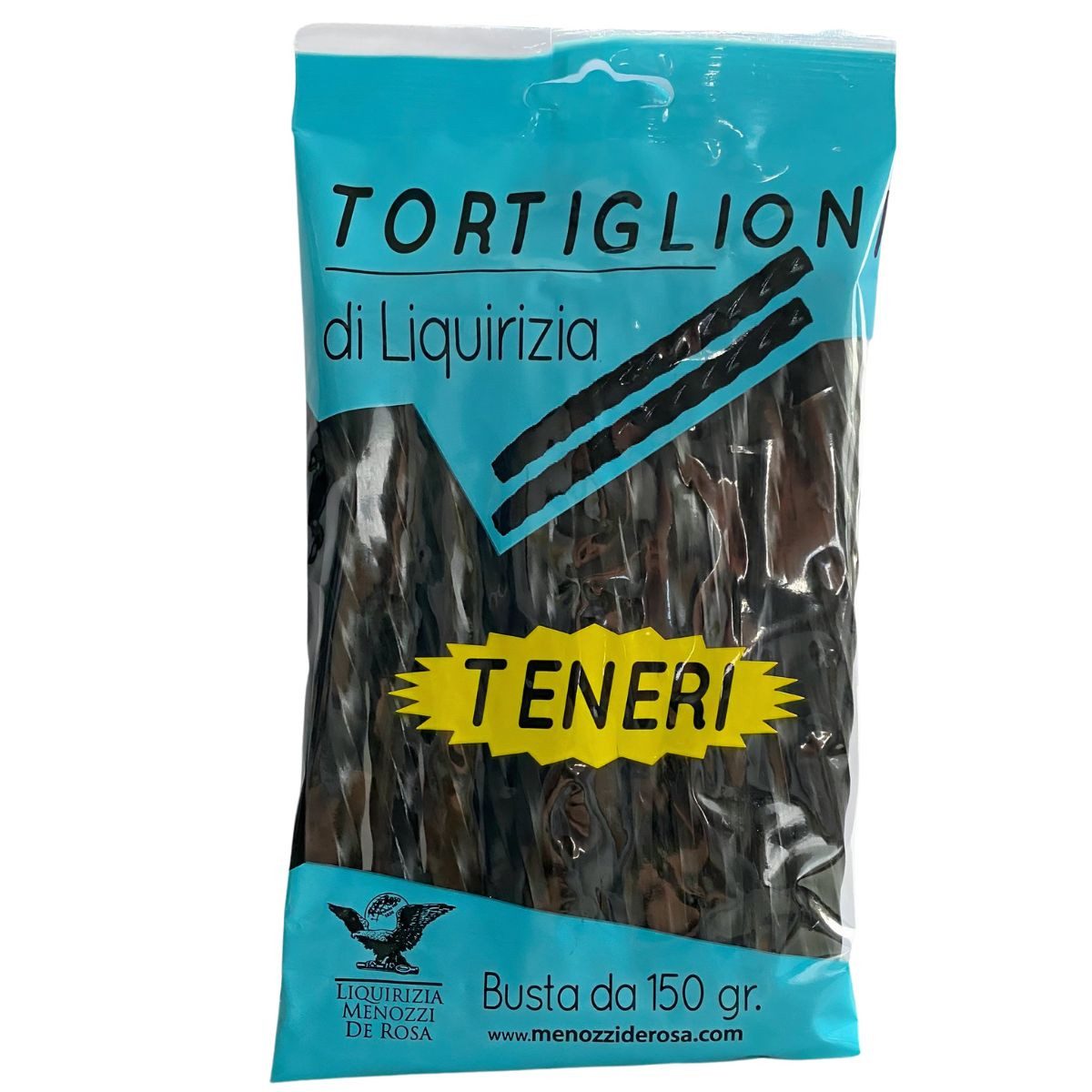 Menozzi Süßigkeit Tortiglioni di Liquirizia, Lakritz-Pasta, 150 g, Menozzi de Rosa 1836, 150 g