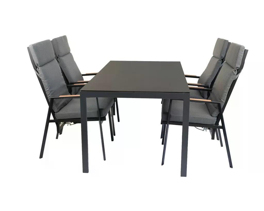 Greemotion Gartenlounge-Set Bern anthrazit mit Tisch und verstellbaren Stühlen, (5-tlg)