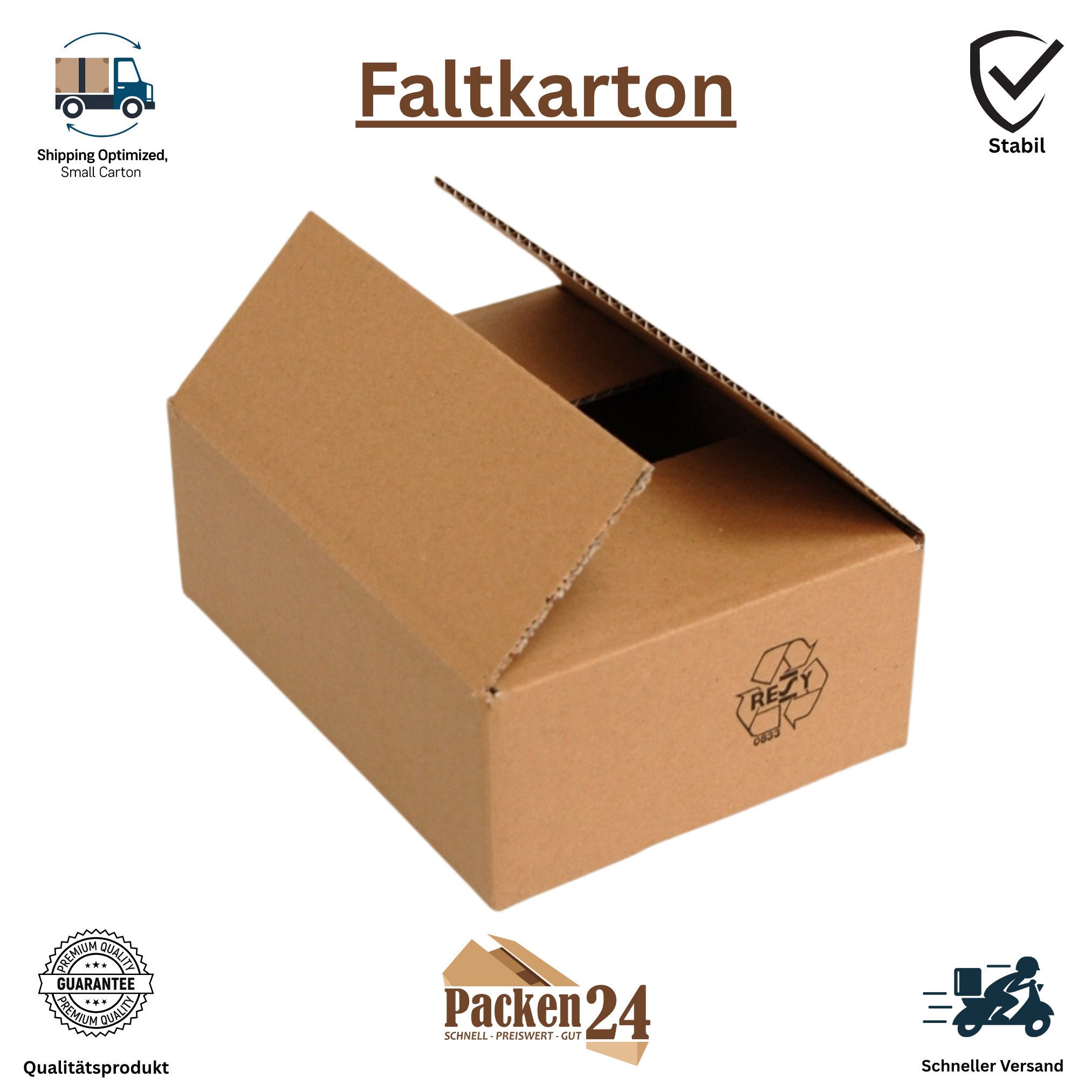 Packen24 GmbH Versandkarton Faltkarton 200 x 150 x 70 mm Versandkarton einwellig