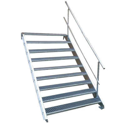 SRM Design Außentreppe 9 Stufen Treppe Geländer B. 80cm H. 135-180cm