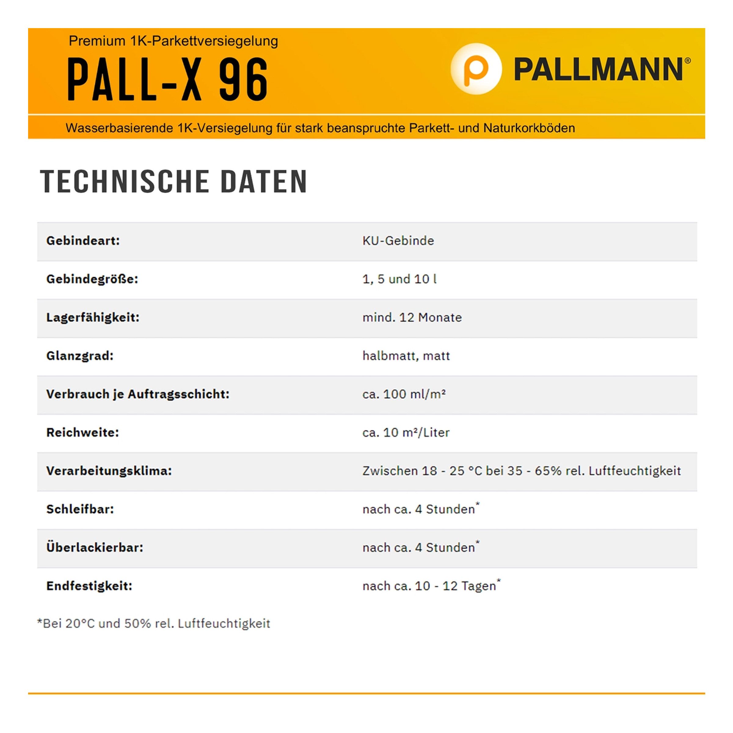Pallmann Holzlack PALLMANN PALL-X 96 halbmatt Parkett- & Korkversiegelung 10 L