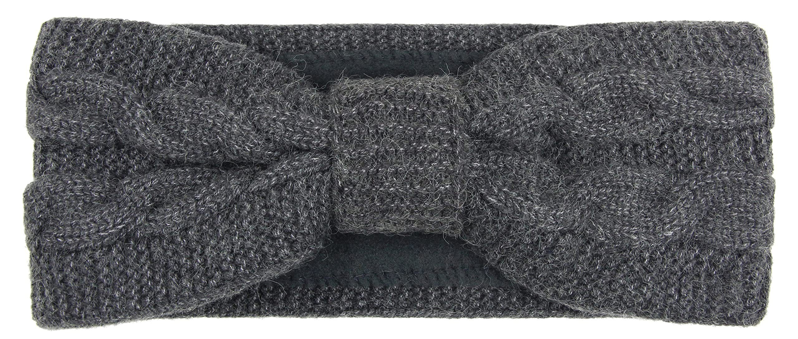 Frentree Stirnband Damen gestricktes Haarband mit Schleife und Zopfmuster, Mädchen Ohrenwärmer gefüttert mit weichem Fleece Innenfutter