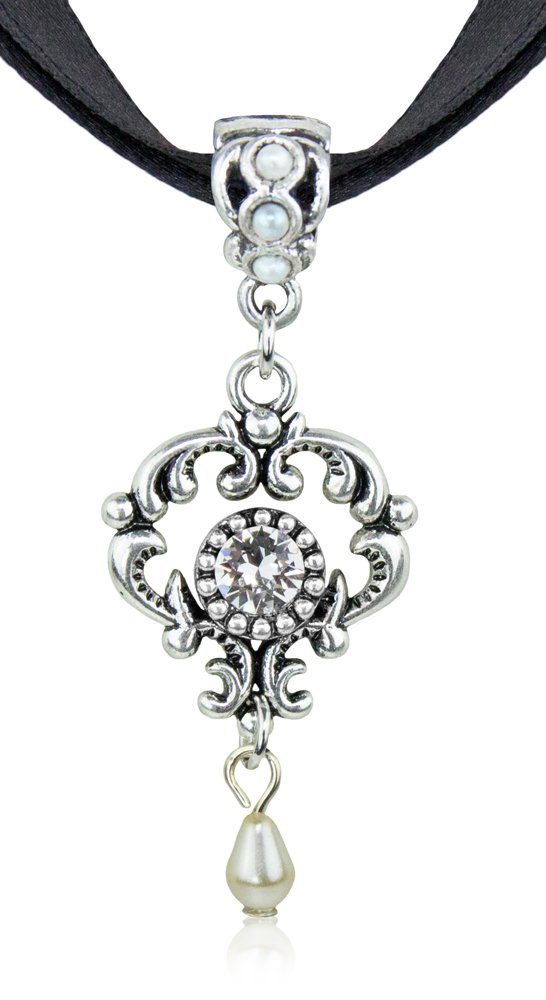LUISIA® Kette mit Anhänger Halskette "Malou" mit Ornament Anhänger und Kristall von Swarovski® (inkl. Schmuckbox)