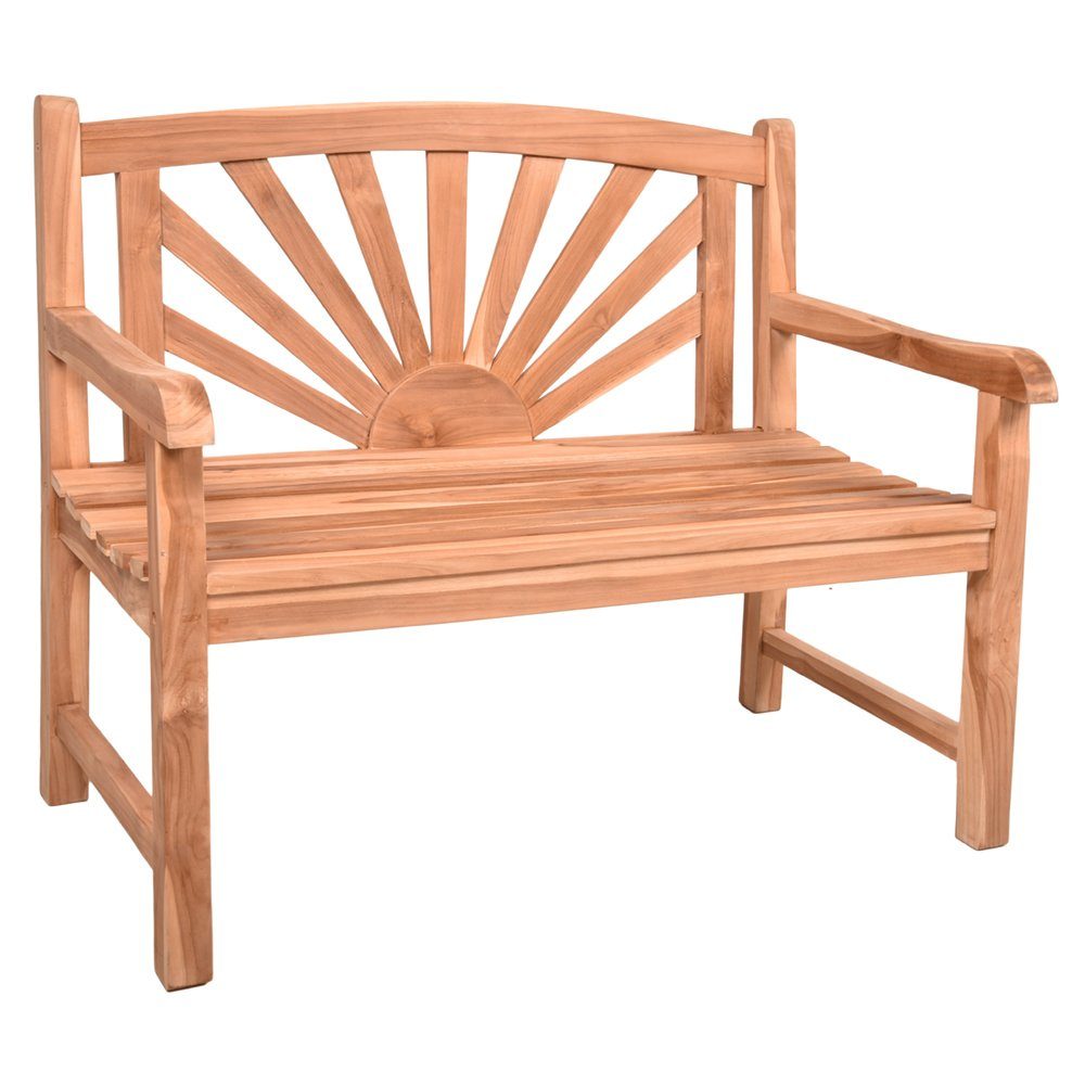 Lomadox Gartenbank GAZA-120, Bank aus Teakholz, 2-Sitzer, ca. 110x92x64 cm