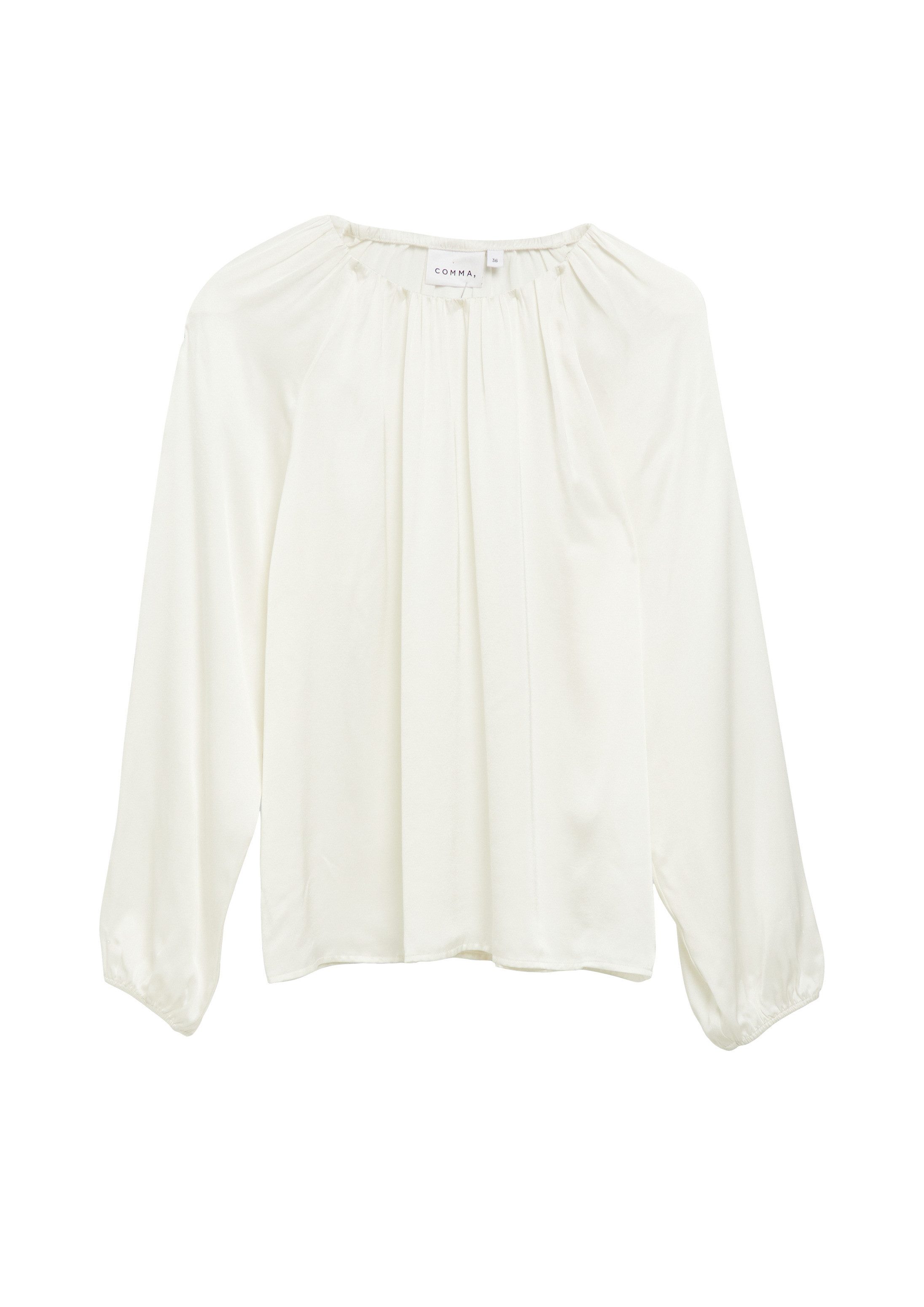 comma Langarmbluse Bluse Satinbluse mit Raffung