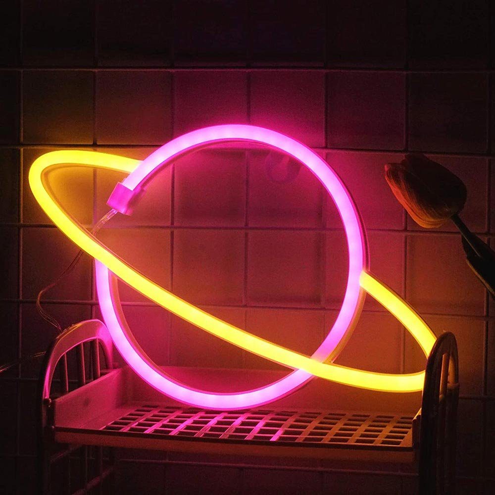 Rosnek LED Dekolicht Weihnachtsdeko, LED Party Light 2835 Planet SMD Wand Bar Neon Shop LED, Schlafzimmer Moon, für Multicolor, Sign