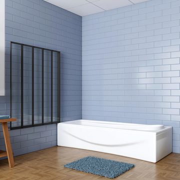 duschspa Badewannenaufsatz 120x140cm Duschwand Glaswand Faltwand auf Badewanne Badewannenaufsatz, Einscheibensicherheitsglas, Sicherheitsglas, (Set), Glas