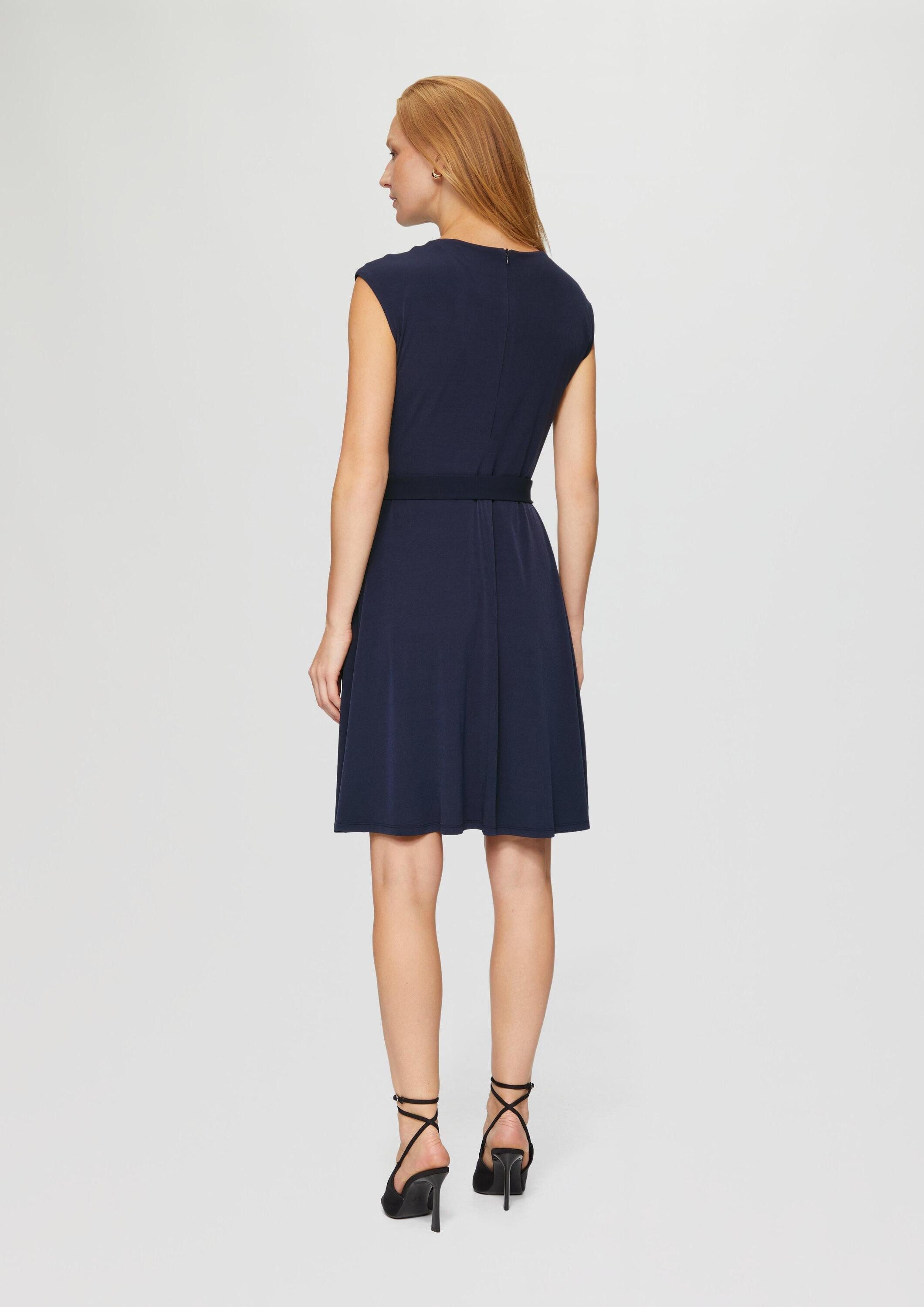 s.Oliver Minikleid Kleid Ausgestelltes Jersey-Kleid mit Falte und Bindegürtel